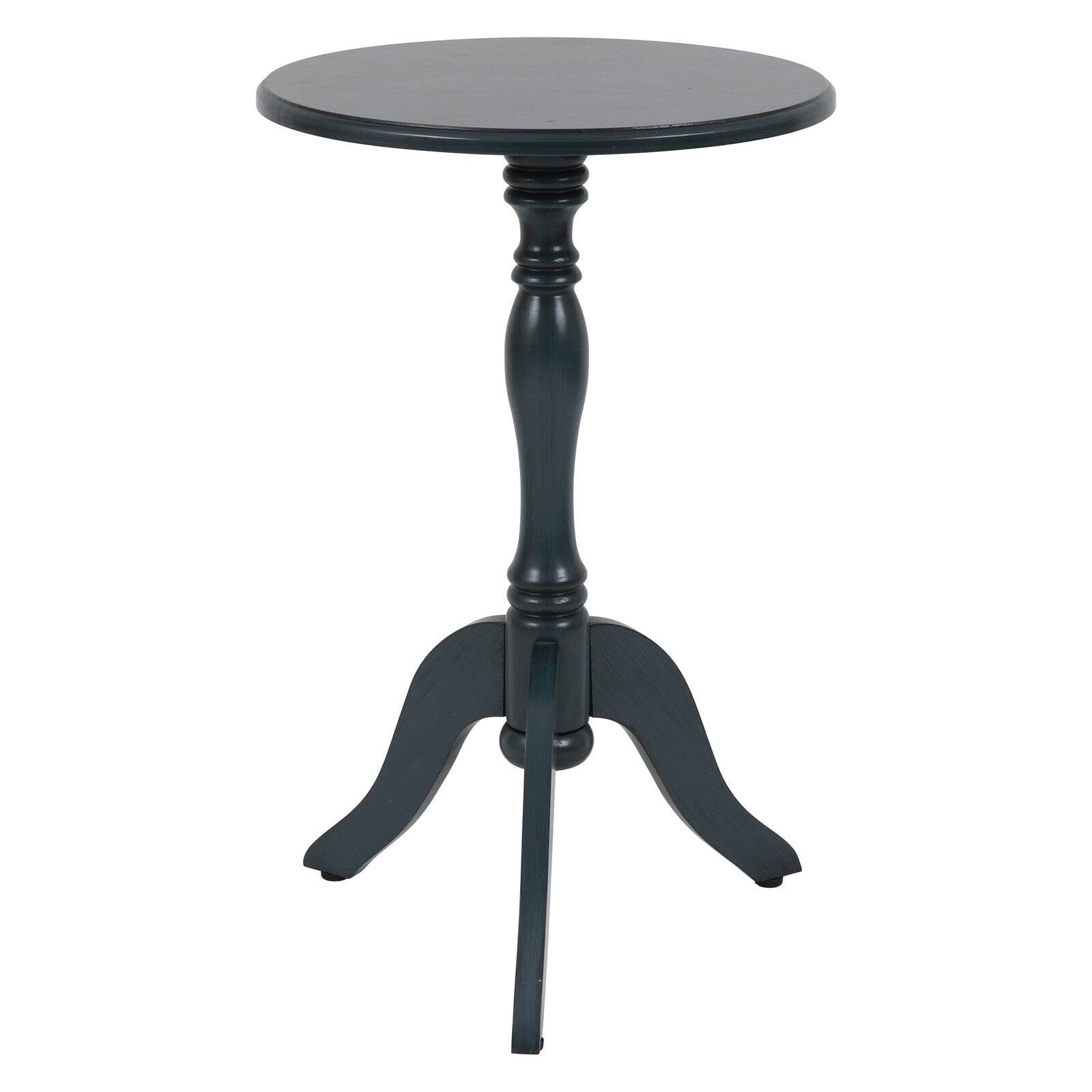 Decor Therapy Simplify Round Pedestal Accent Table, 24" x 15" x 15" - Antique Navy