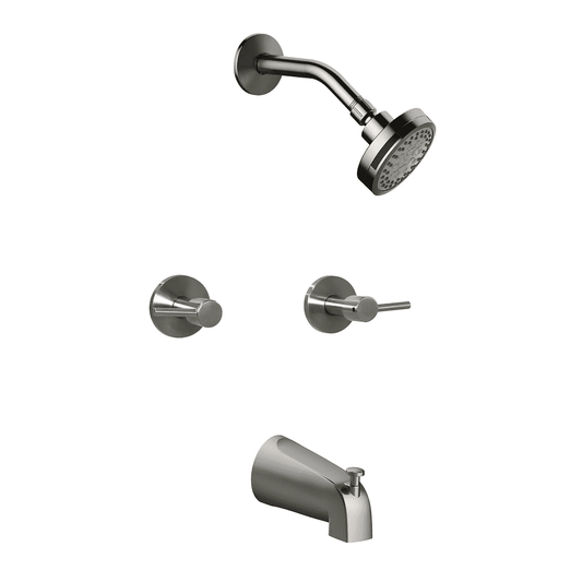 Design House Grifo de BaÃ±era y Ducha de 2 Manijas de Zinc Montado en la Pared en NÃ­quel Satinado Eastport II