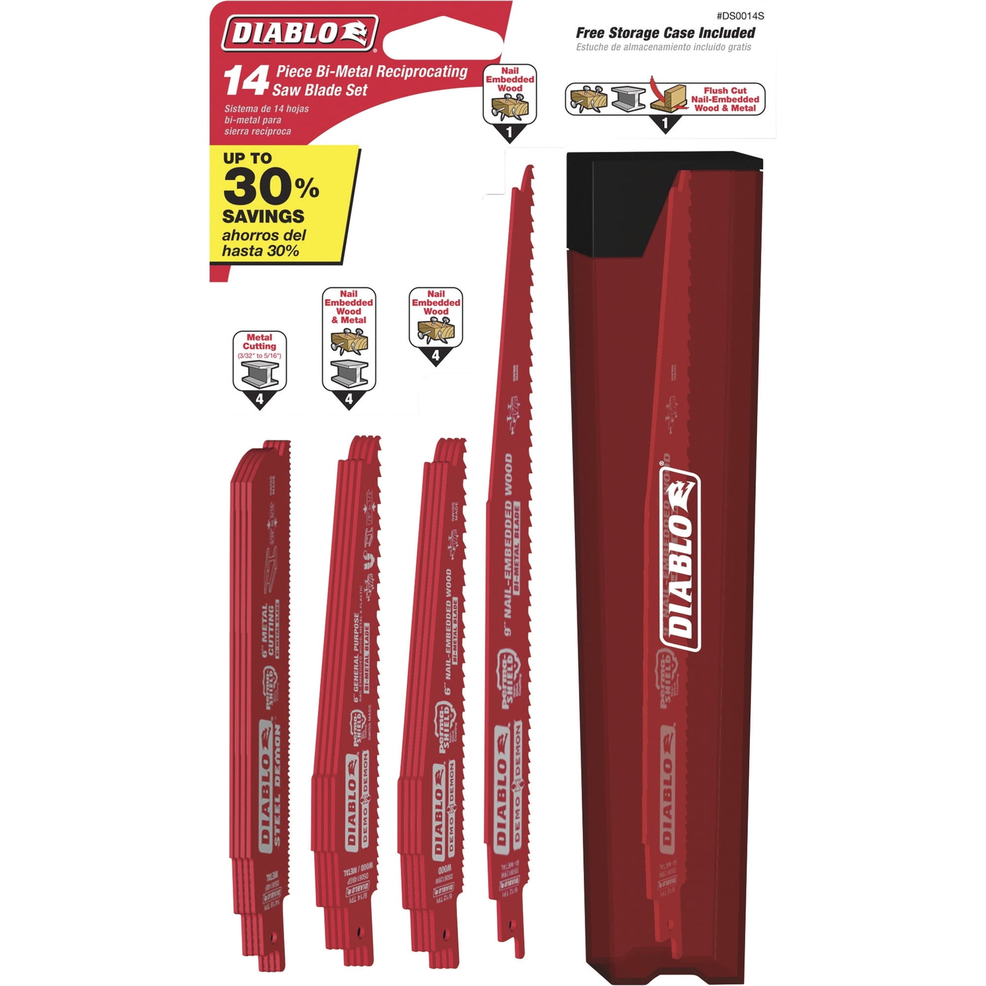 Diablo Assorted in. Bi-Metal Reciprocating Saw Blade Set Multi TPI 14 pc.