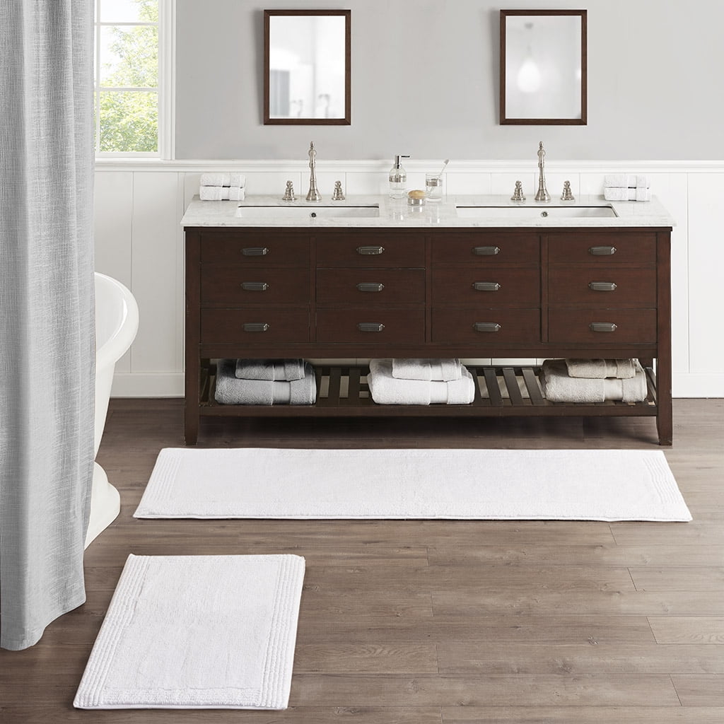 MAYEERTY 100% Cotton Tufted Reversible Bath Rug White 21" x 34"