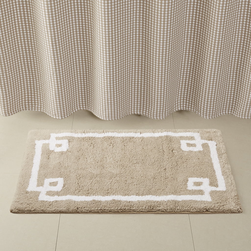 MAYEERTY 100% Medium Pile Cotton Tufted Bath Rug, Taupe, 20"W x 30"L
