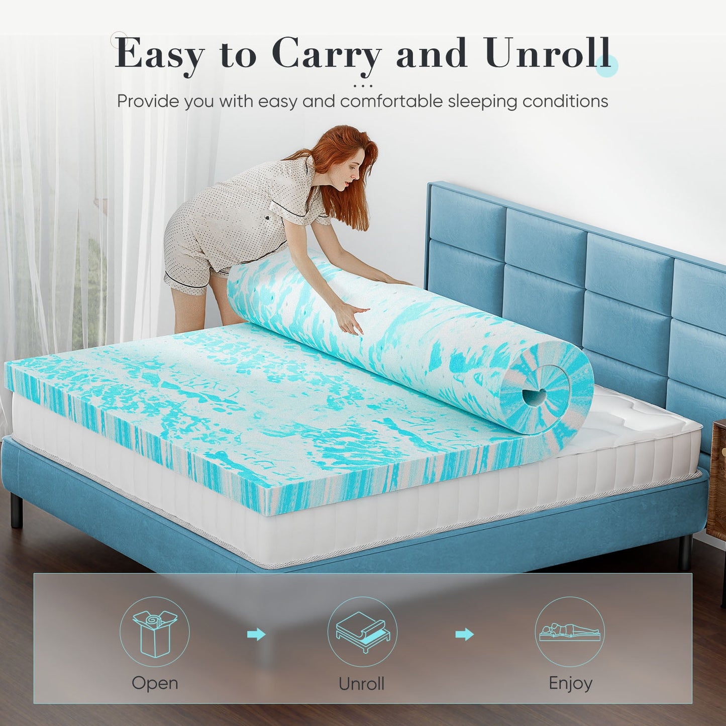 MAYEERTY 3" Memory Foam Mattress - Non-Slip Base, Plush for Camping/Guest Bed/Dorms