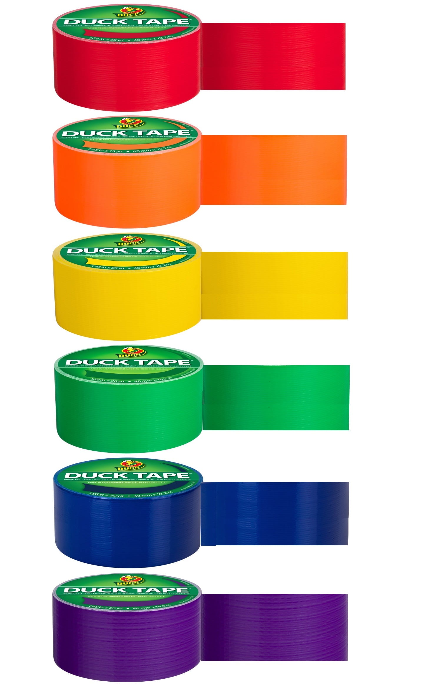 Duck Brand Color Duct Tape Pride Combo 6-Pack, Red, Orange, Yellow, Green, Blue and Purple, 115 Yards Total