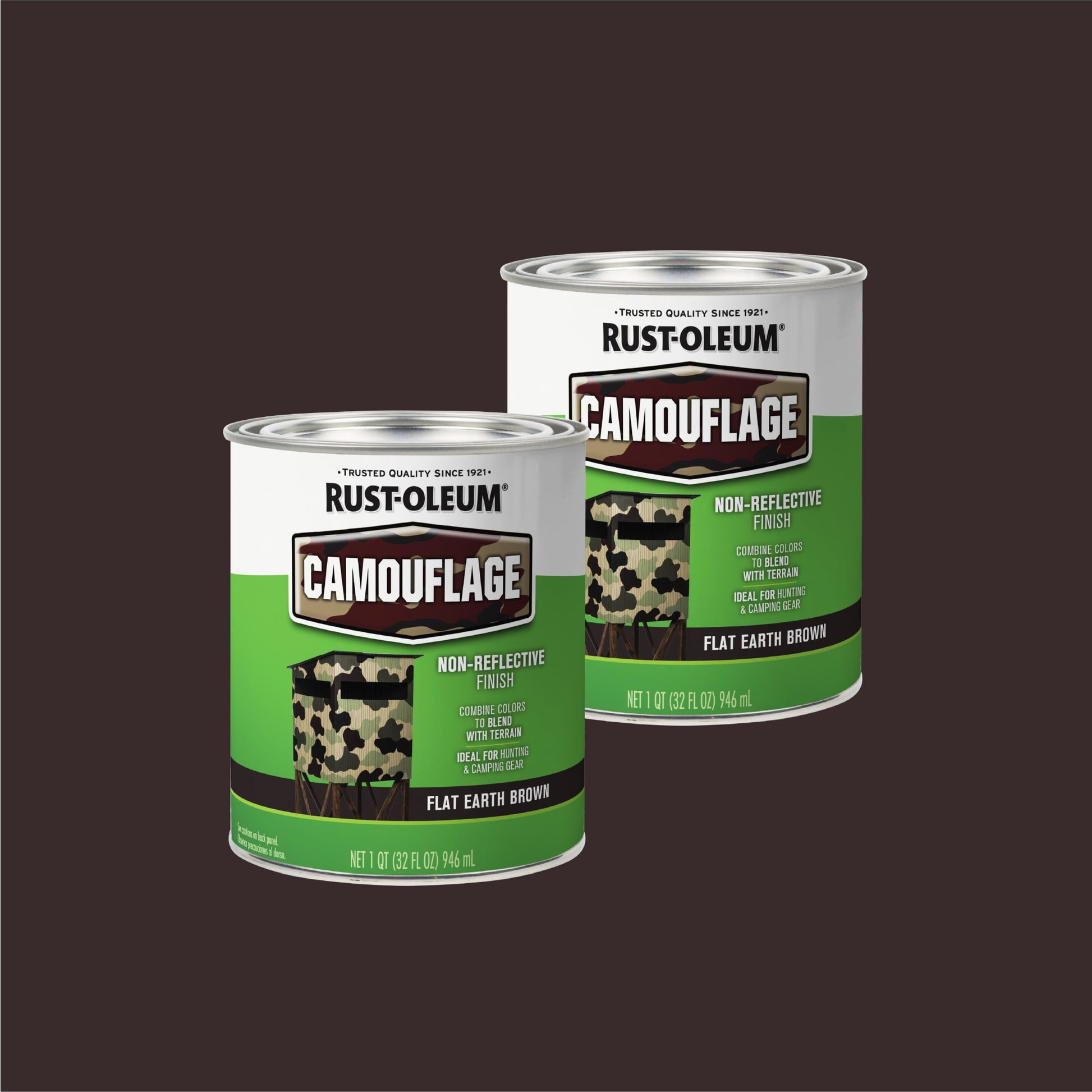 2 Pack, Earth Brown, Rust-Oleum Specialty Camouflage Spray Paint-379559, 1 qt