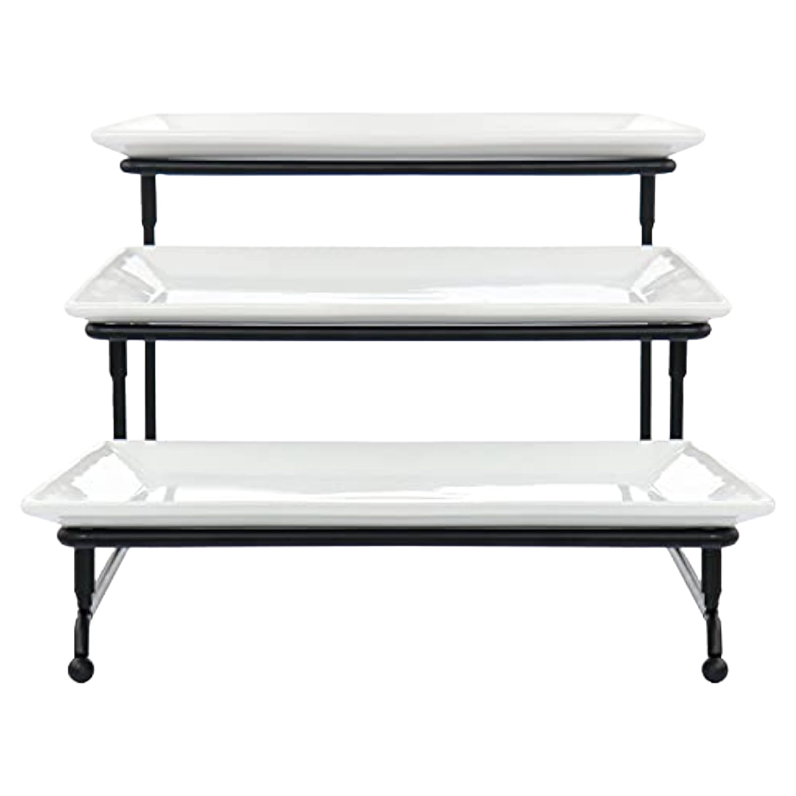 Elama 3 Tier Rectangular Plate Porcelain Serveware Set