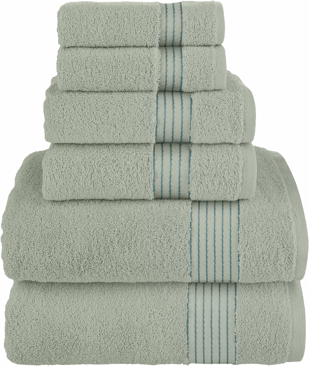 Elegant Comfort Cotton 6-Piece Towel Set Cotton Bathroom, Mint Green