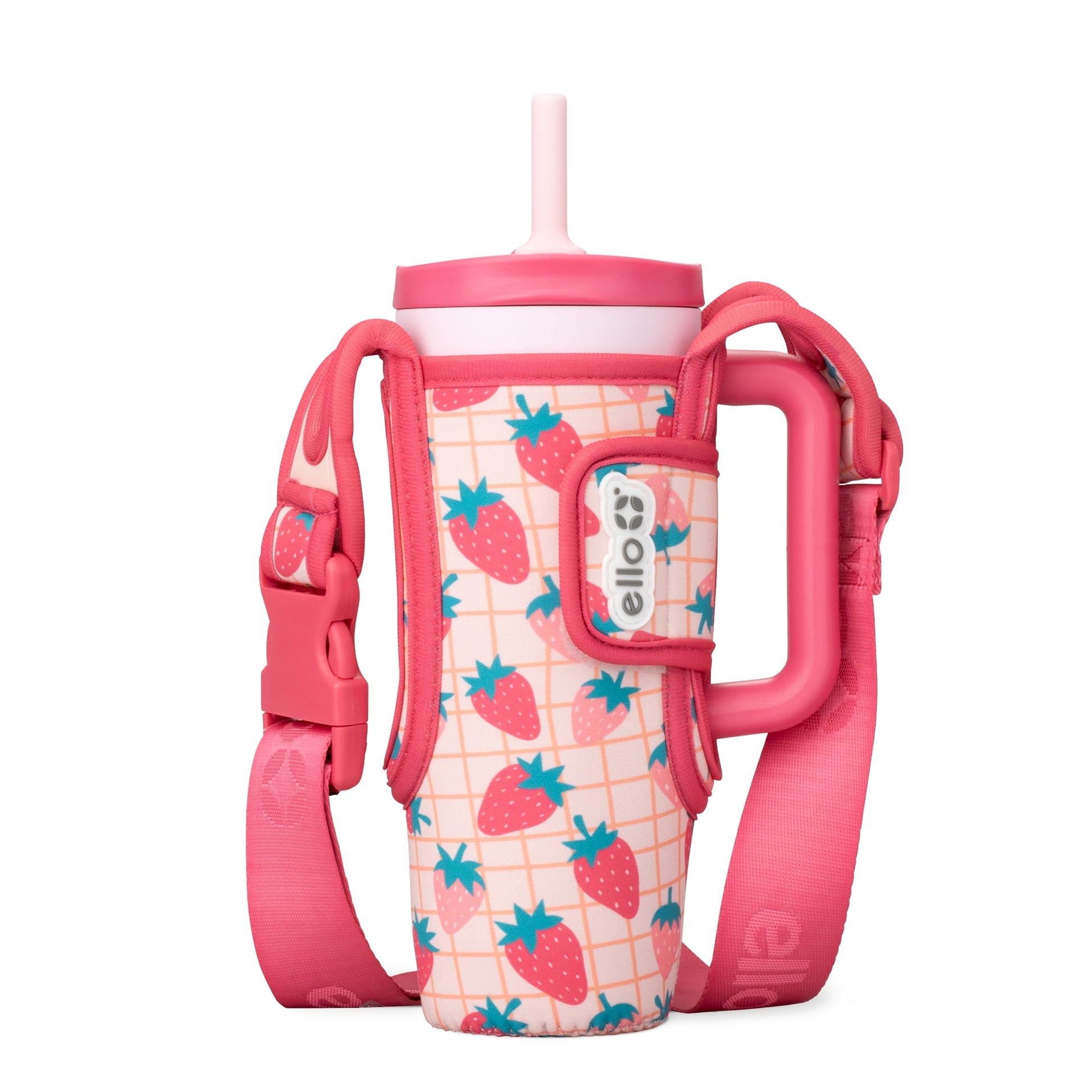 Ello Ultra Clean 24oz Insulated Leak-Proof Lid Tumbler with Sling, Strawberries
