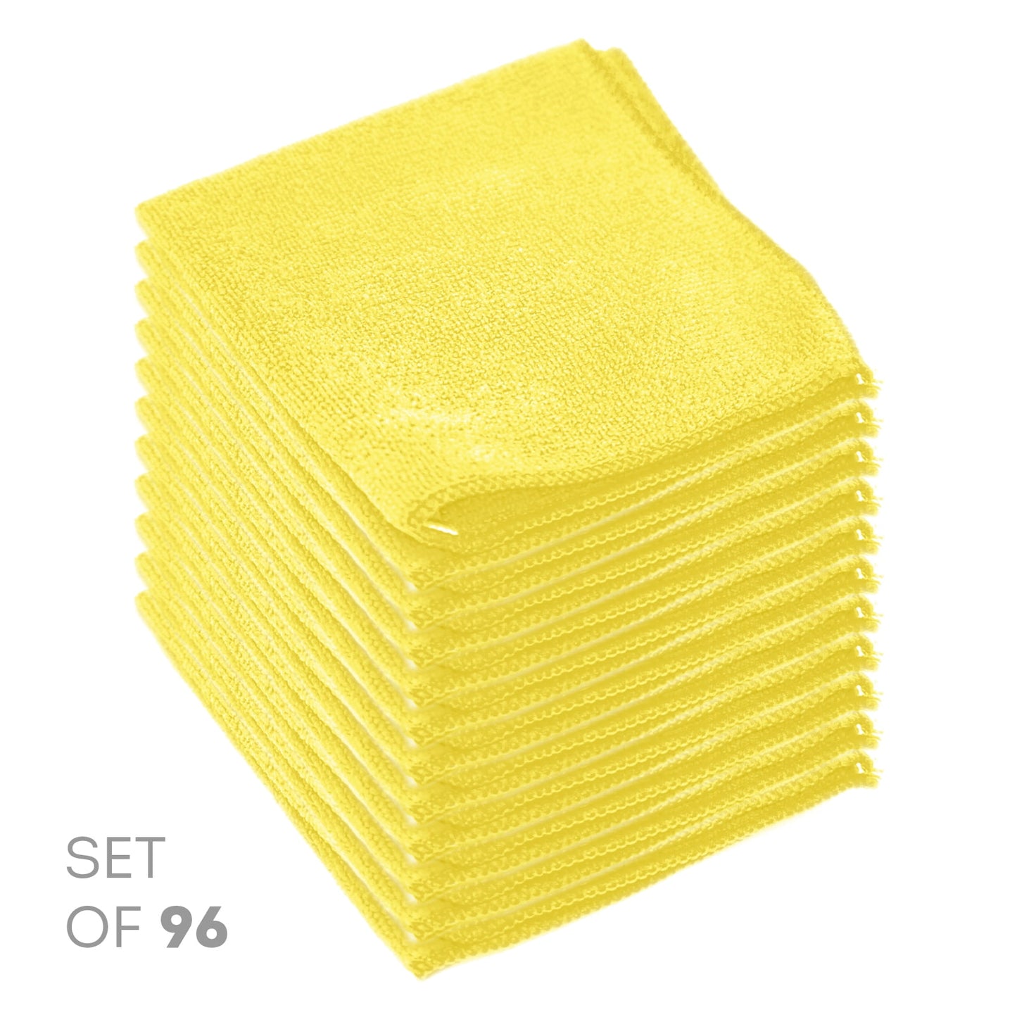 Etienne Alair Super Soft Microfiber Cleaning Cloth - Set of 96 Yellow Washcloths - 12 x 12 Inches