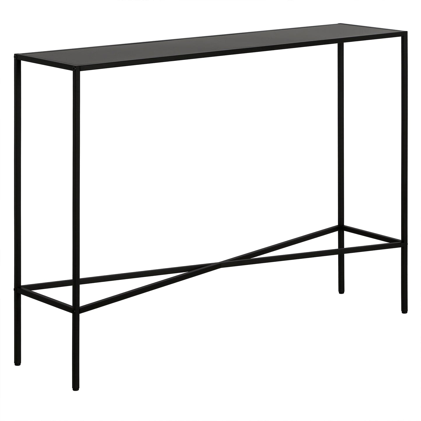 Evelyn&Zoe Henley Mesa Consola Rectangular de 42" de Ancho con Tapa de Metal, Bronce Ennegrecido