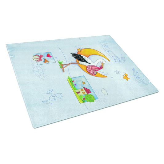 Expecting Stork bringing Baby Glass Cutting Board Large