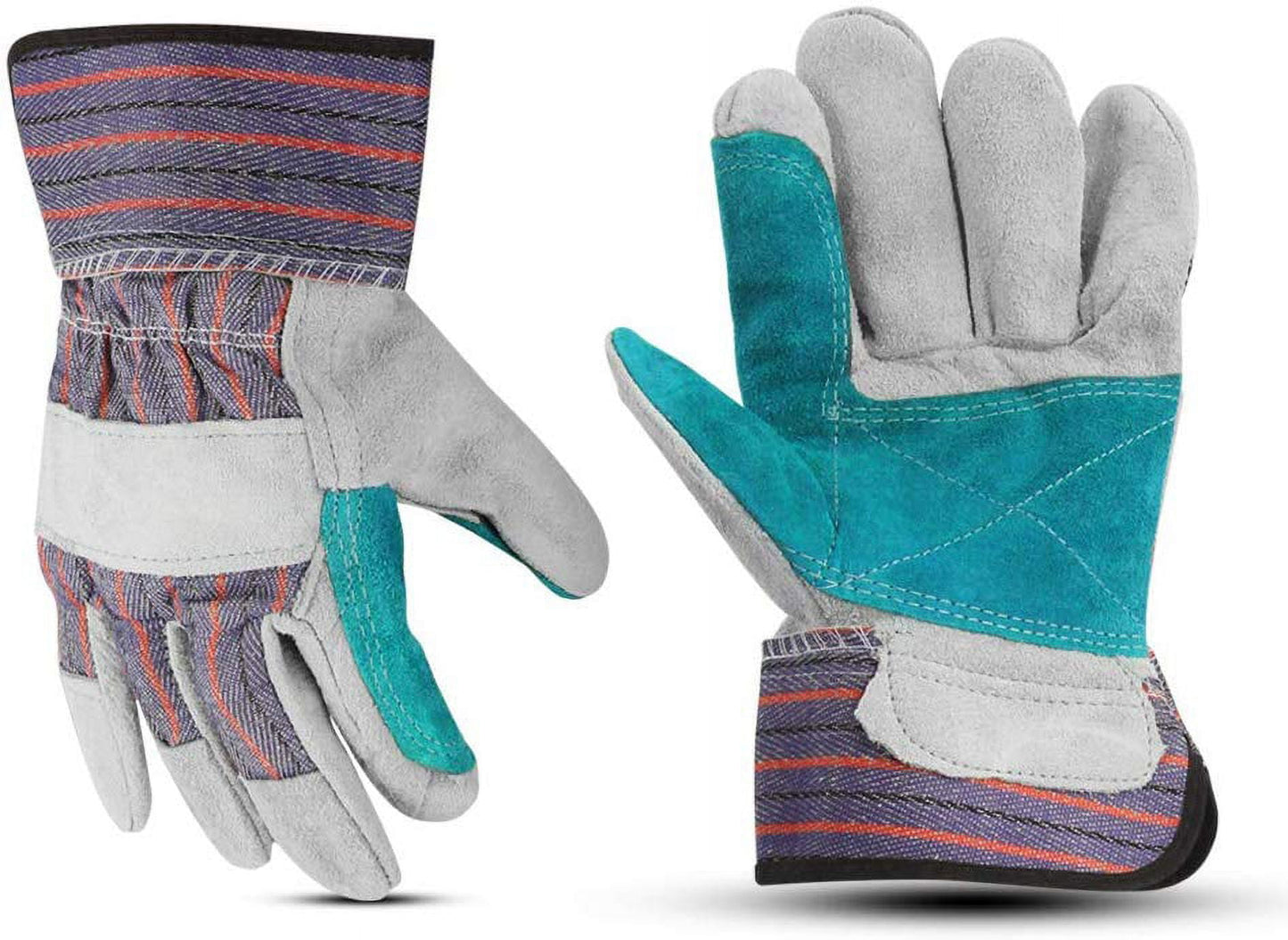FCD 12-Pair Heavy Duty Work Gloves with Safety Cuff and Wing Thumb for Gardening or Landscaping, Size Large