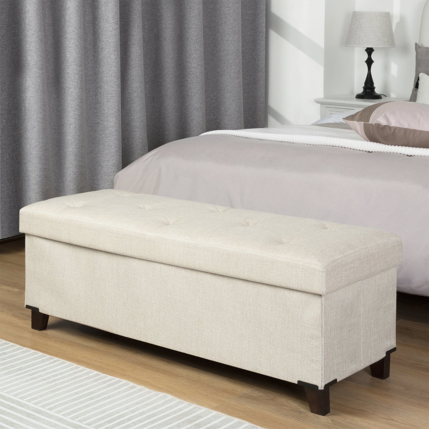 Fabric Storage Ottoman, Bench for Entryway and Bedroom, 43.31"x16.73"x15.75", Gray