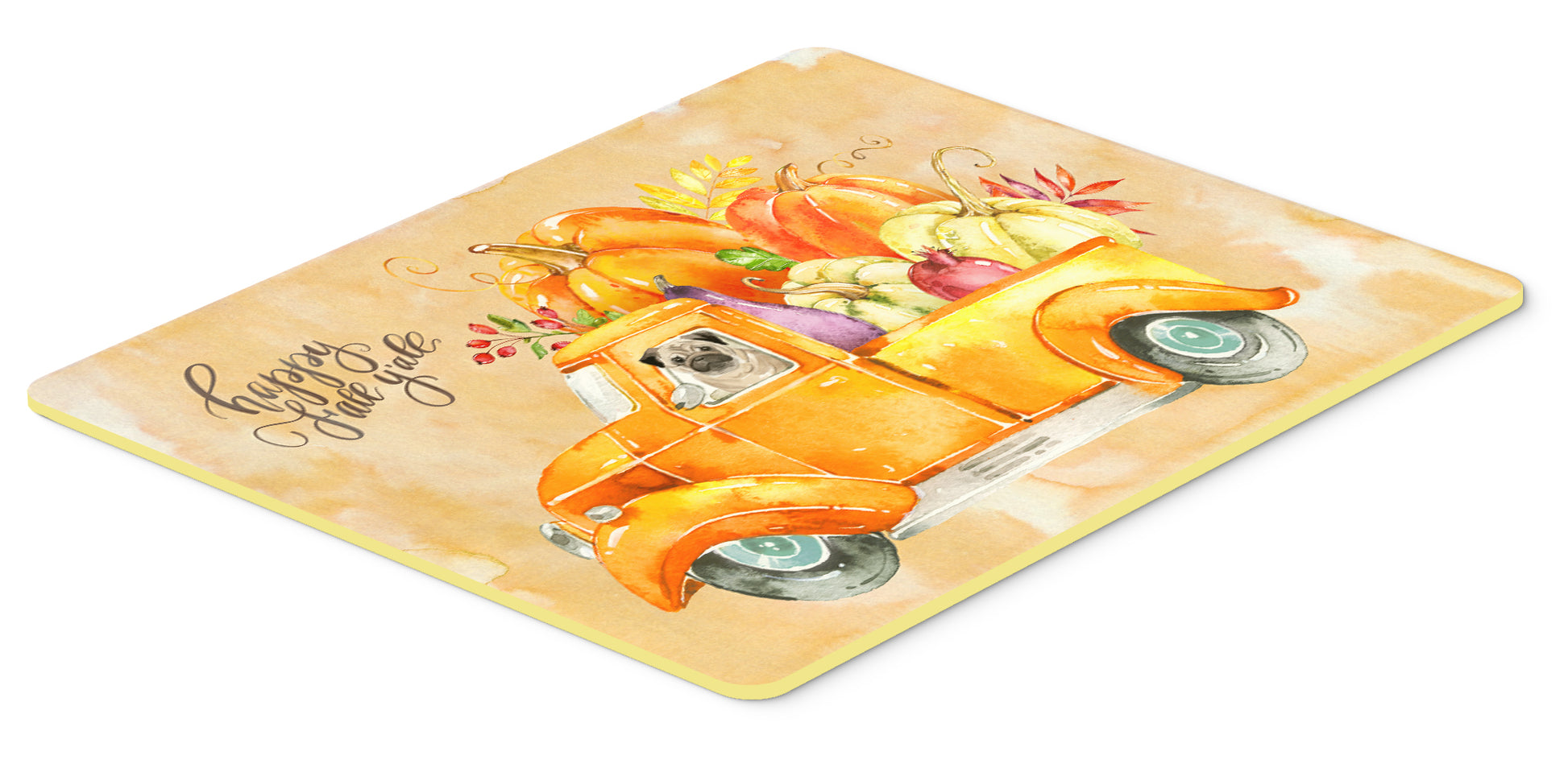 Fall Harvest Pug Kitchen or Bath Mat 24x36