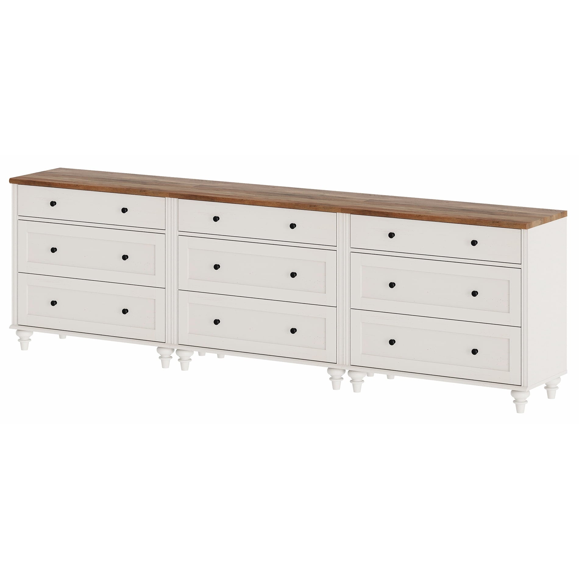 Farmhouse Dresser for Bedroom with 3 Drawers, Mid Century Modern Kids Dressers with Wood Closet Storage Organizer, Small Dressers for Nursery, Hallway, Living Room, White
