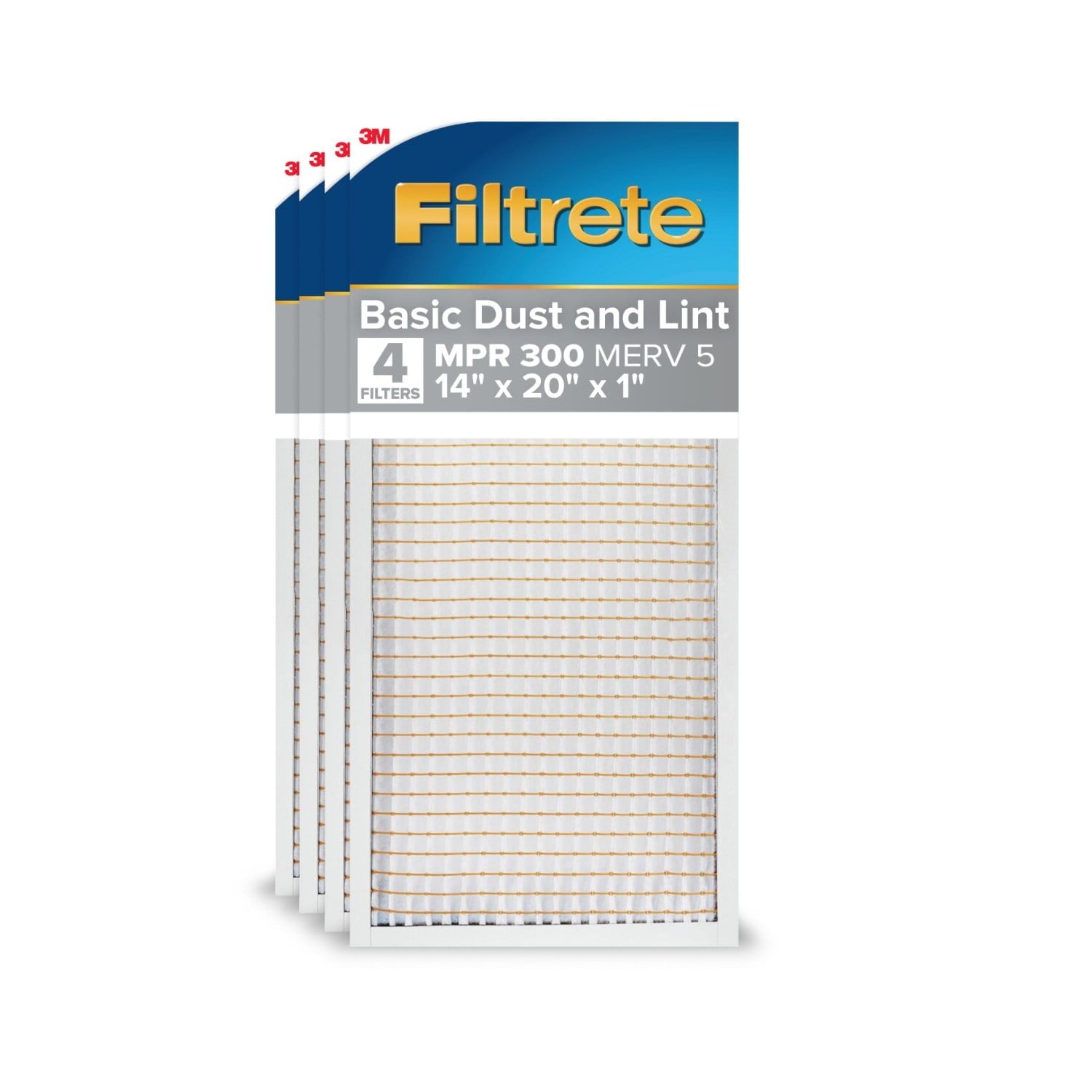 Filtrete Filtro de Aire para Horno HVAC 14x20x1, MPR 300 MERV 5, Polvo y Pelusa BÃ¡sicos, Paquete de 4