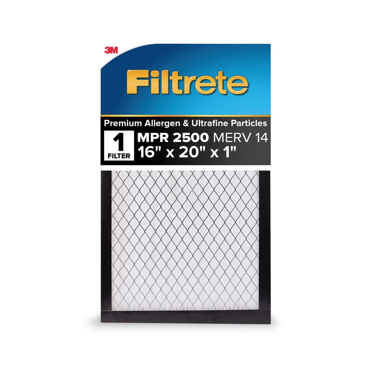 Filtrete 16x20x1 HVAC Furnace Air Filter, MPR 2500 MERV 14, Premium Allergen & Ultrafine Particles, 1 Filter