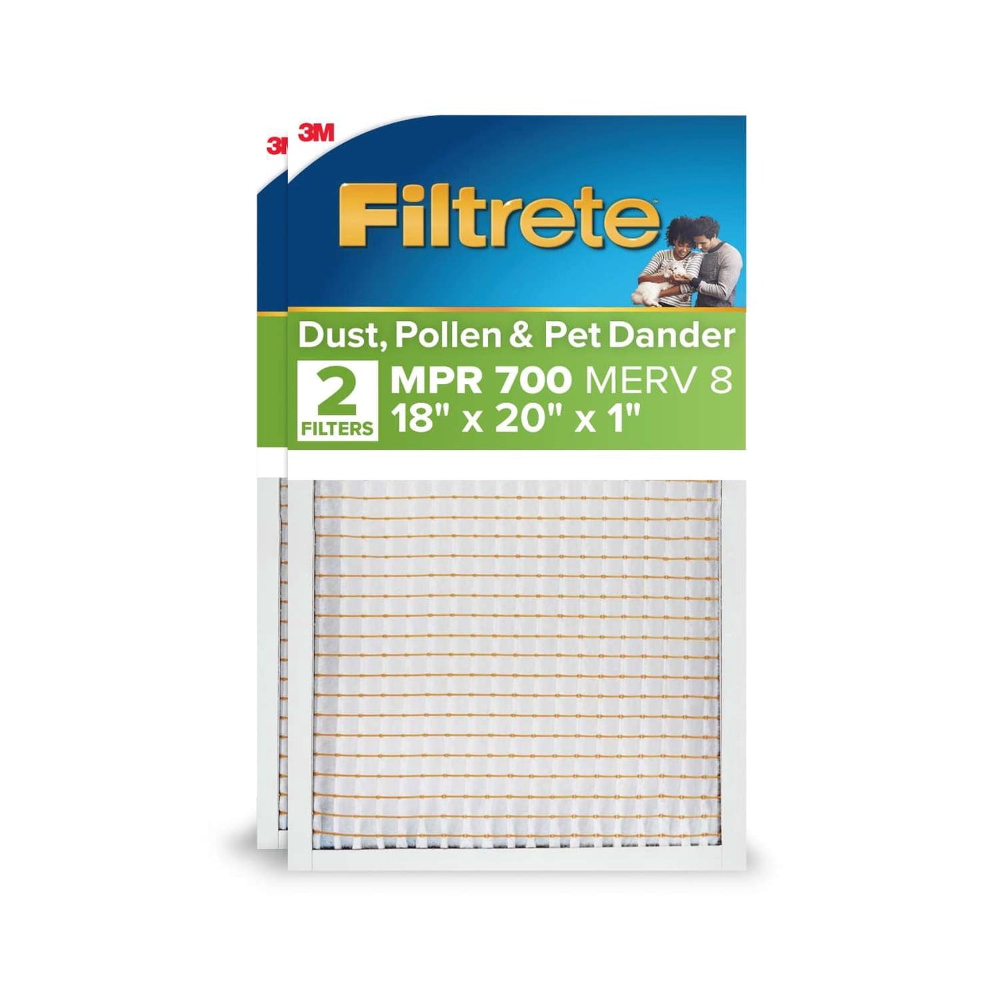 Filtrete 18x20x1 HVAC Furnace Air Filter, MPR 700 MERV 8, Dust, Pollen & Pet Dander Reduction, 2 Pack