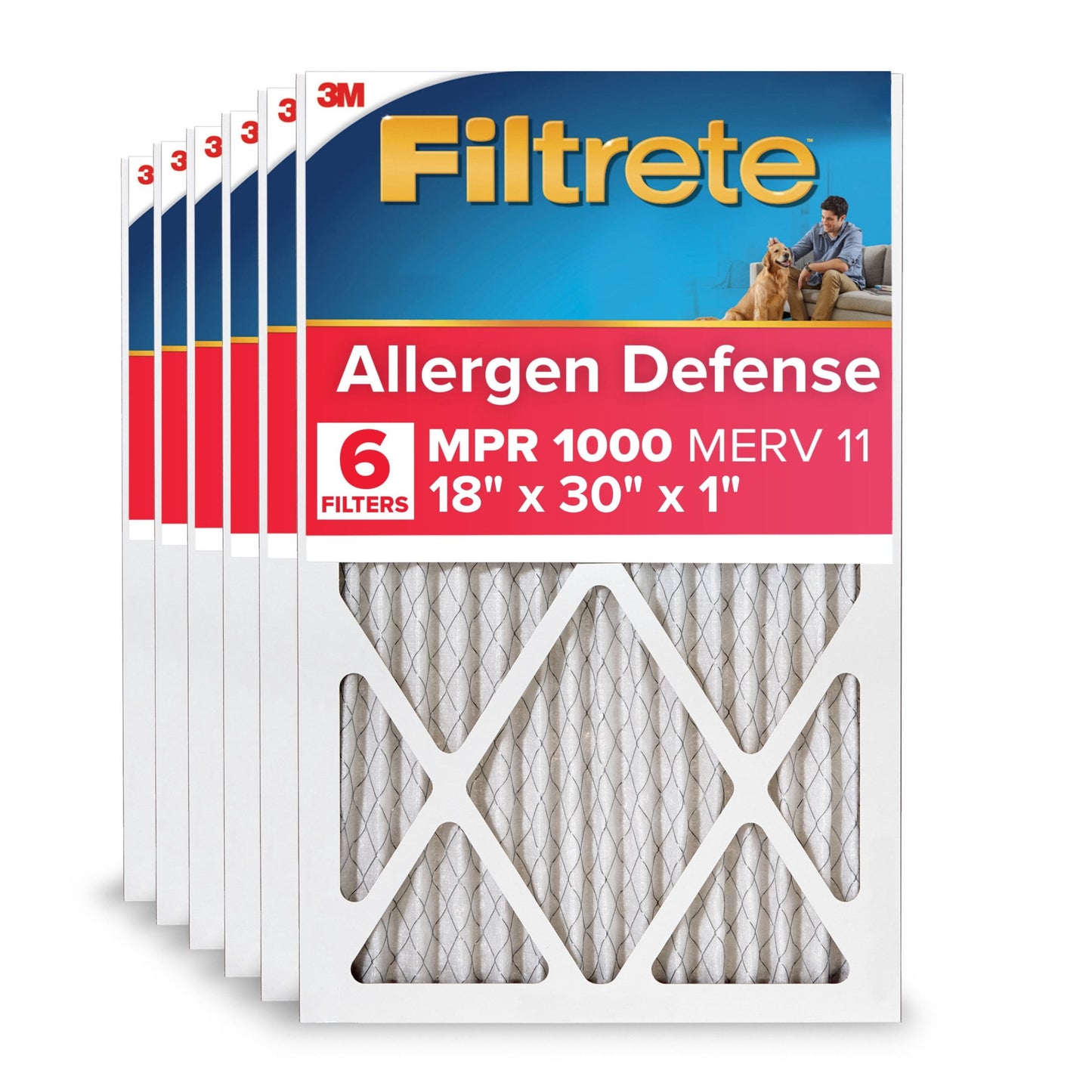 Filtrete 18x30x1 HVAC Furnace Air Filter, MPR 1000 MERV 11, Allergen Defense, 1 Filter