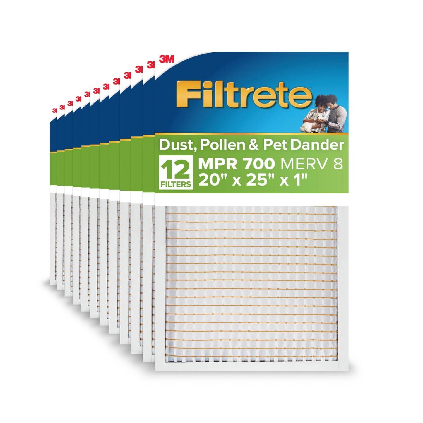 Filtrete 20x25x1 HVAC Furnace Air Filter, MPR 700 MERV 8, Dust, Pollen, and Pet Dander Reduction, 12 Pack