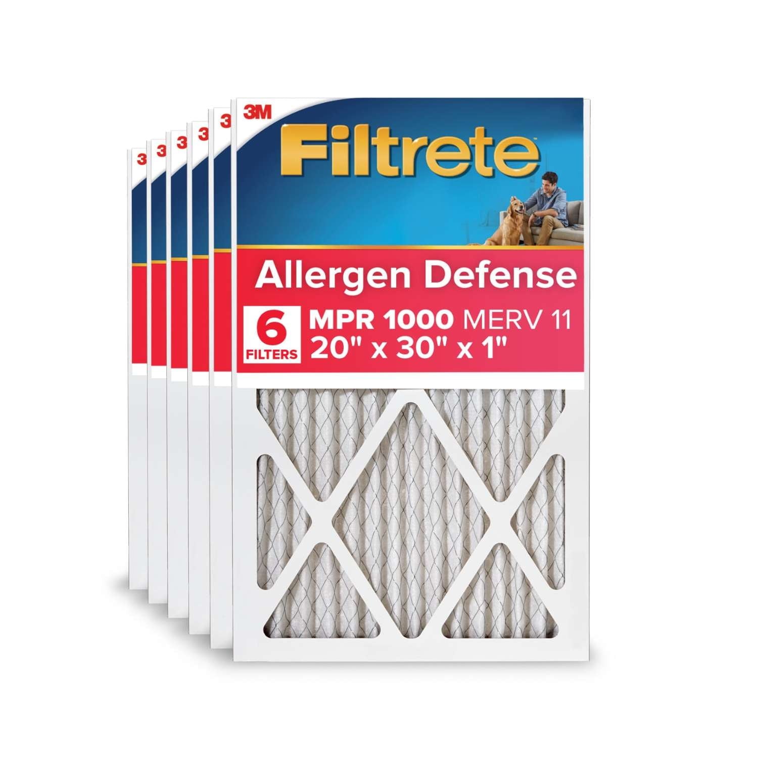 Filtrete 20x30x1 HVAC Furnace Air Filter, MPR 1000 MERV 11, Allergen Defense, 2 Filters