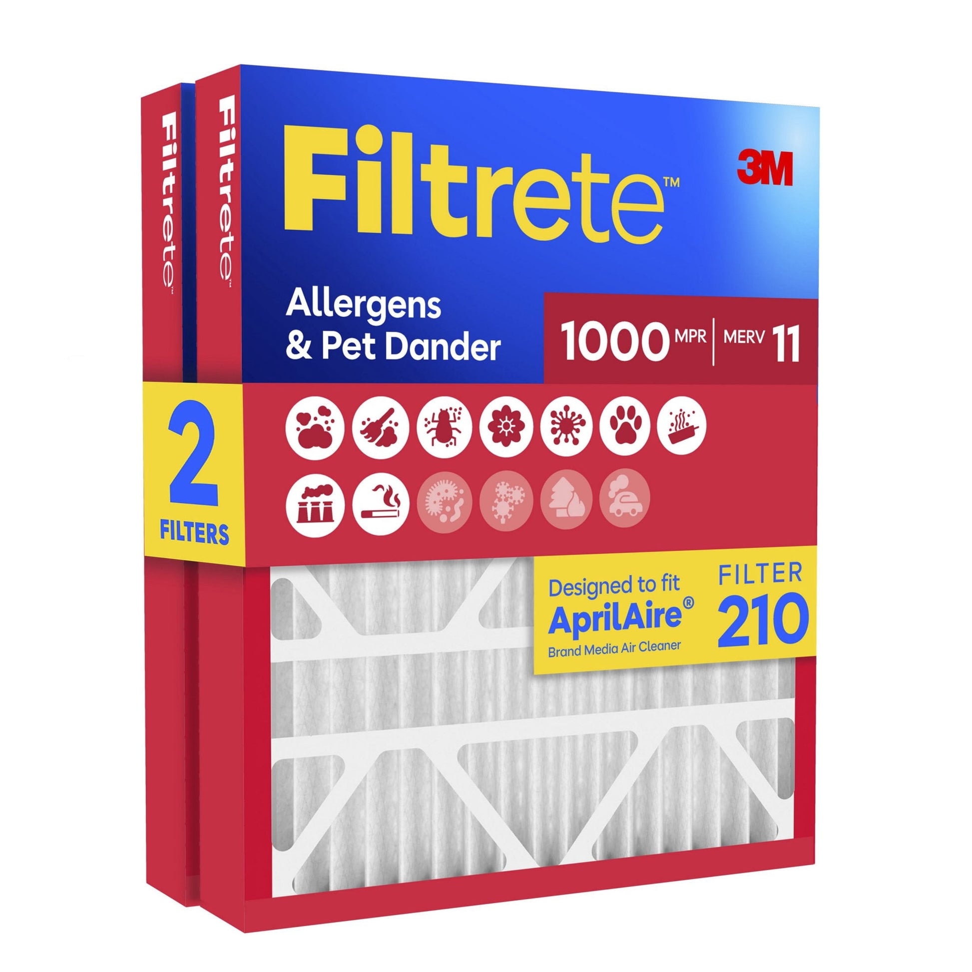 Filtrete 20x25x4 AprilAire HVAC Furnace Air Filter, MPR 1000 MERV 11, Allergen Defense, 2 Filters