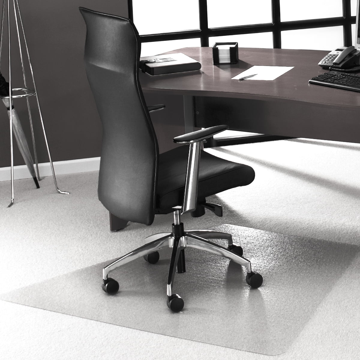 FloortexÂ® Polycarbonate Corner Workstation Chair Mat Carpets up to 1/2" 48" x 60"