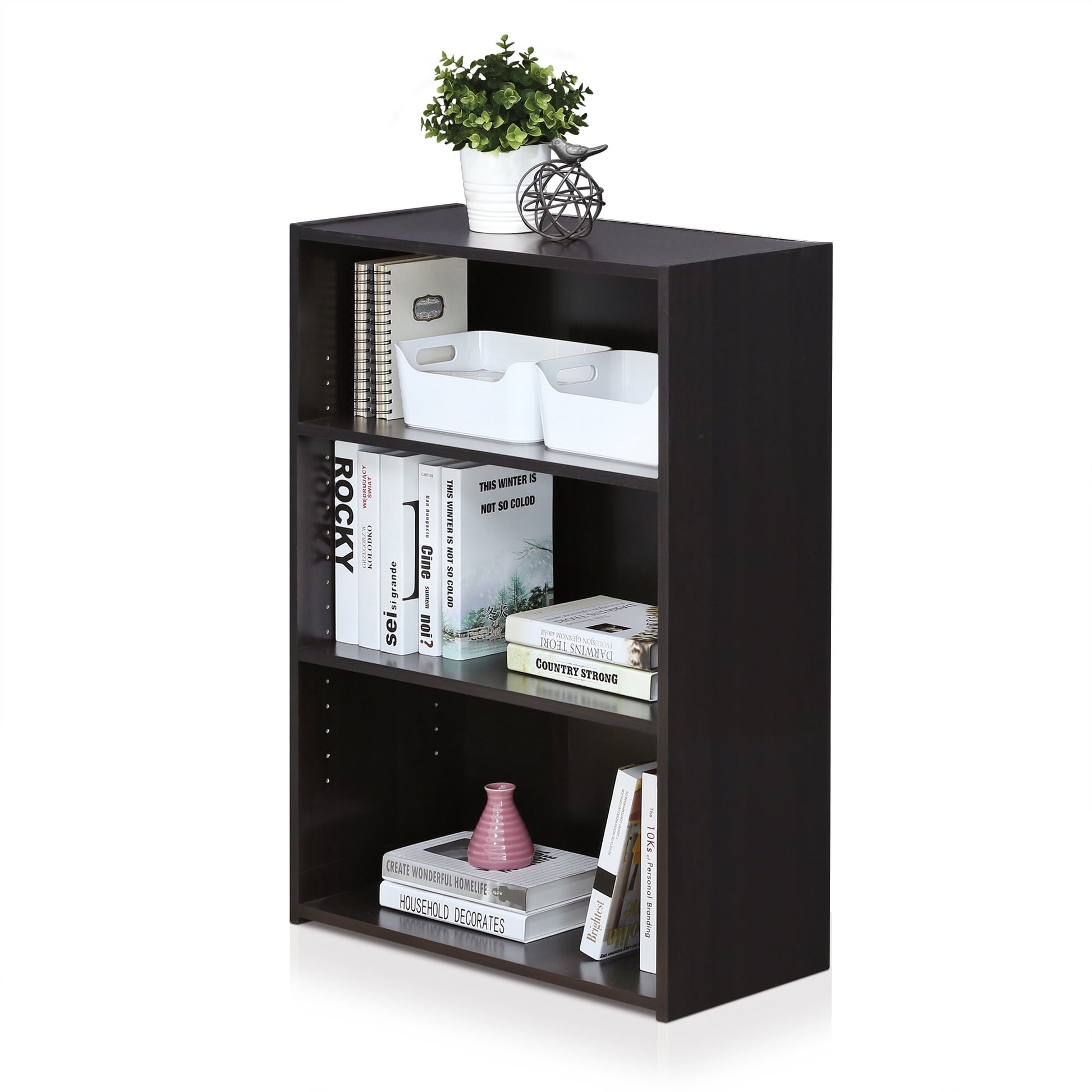 Furinno 17060SCC Wright 3-Shelf Bookcase, Cinnamon Cherry
