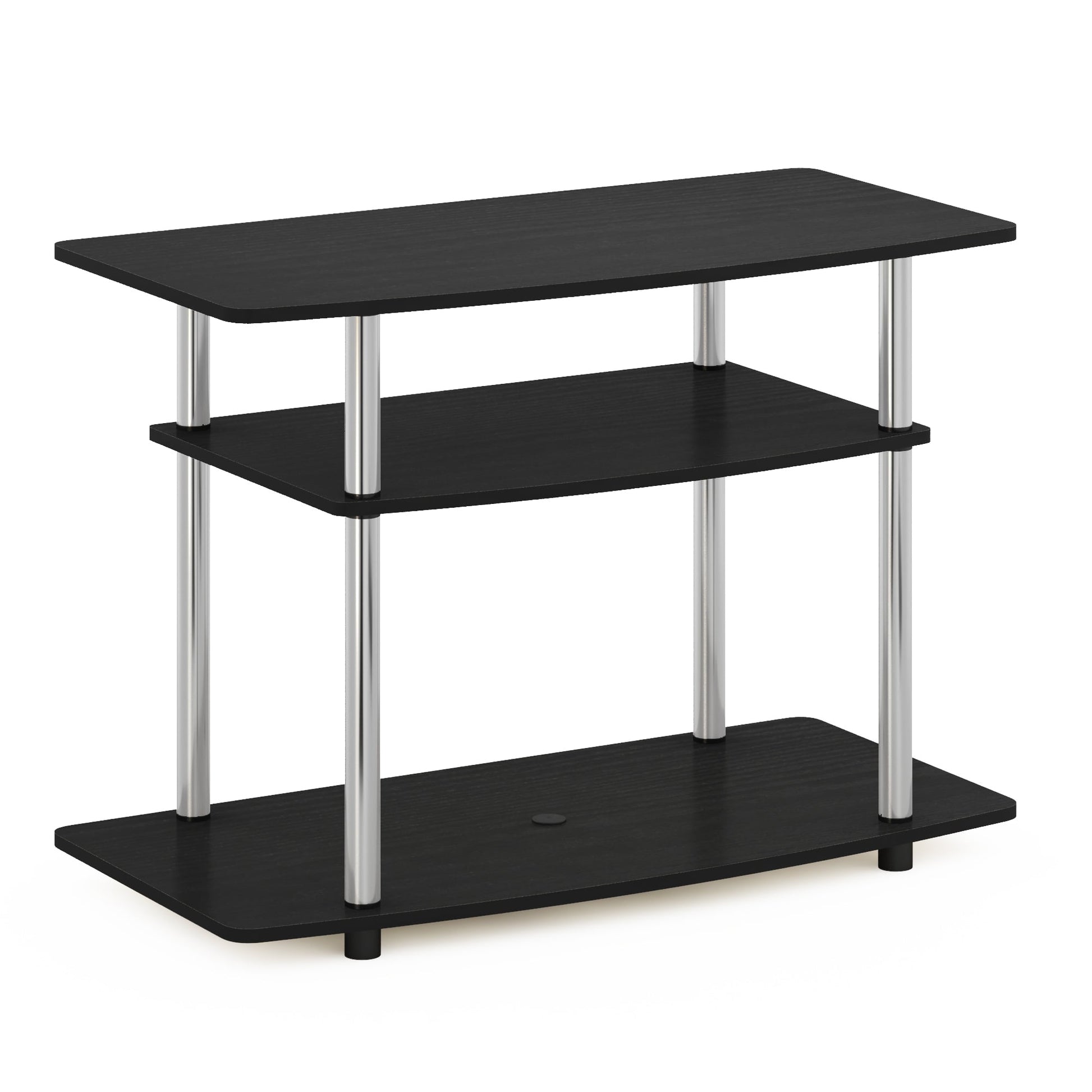 Furinno TURN-N-TUBE No Tools 3-Tier TV Stands in Americano Stainless Steel Tubes
