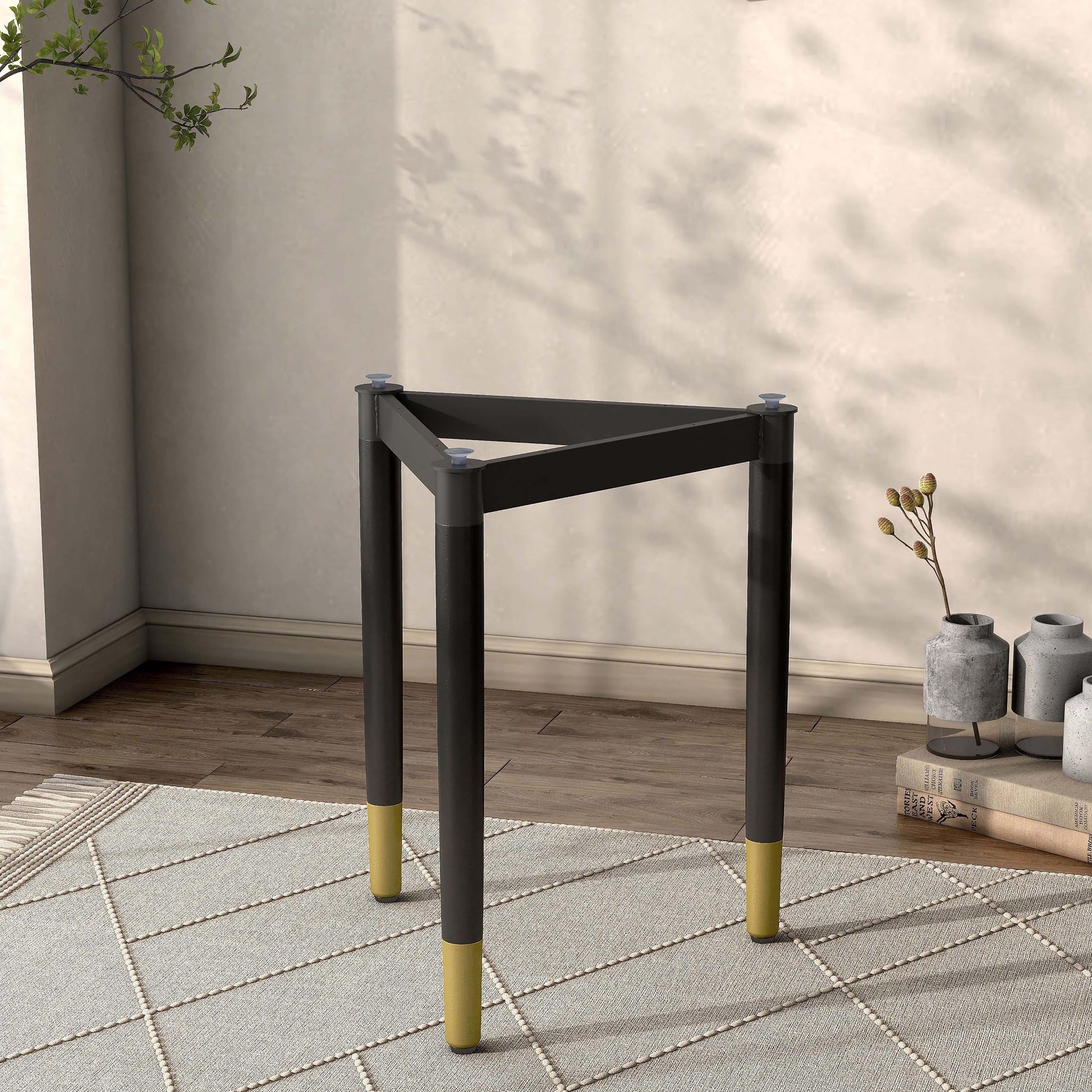 Furniture of America Modu Solid Wood Black Indoor End Table Base Legs