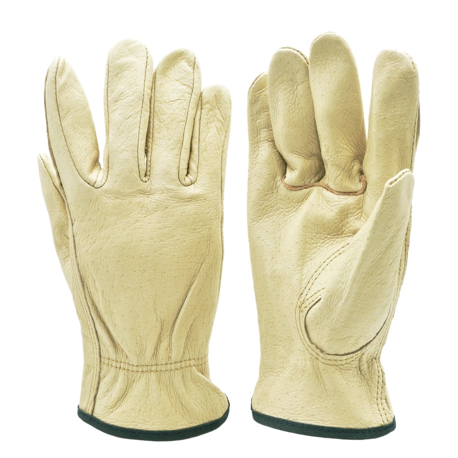 G & F Products Gloves Full Grain 2002S-3, Unisex White Leather Gloves, 3 Pairs, Size Small