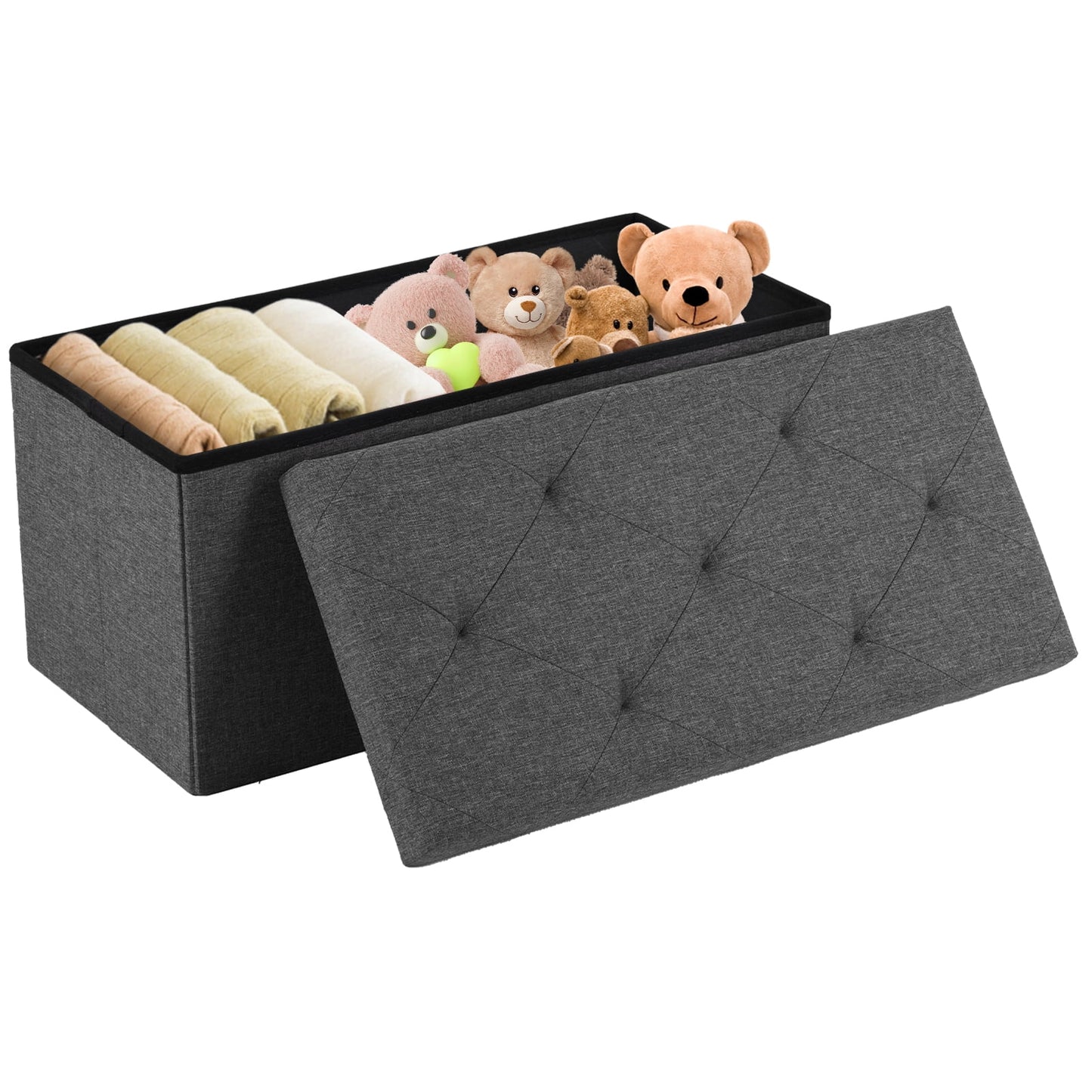 GIANNA 30 Inches Folding Storage Ottoman Bench, Storage Chest, Foot Rest Stool, Bedroom Bench with Storage, Holds up to 660 lb