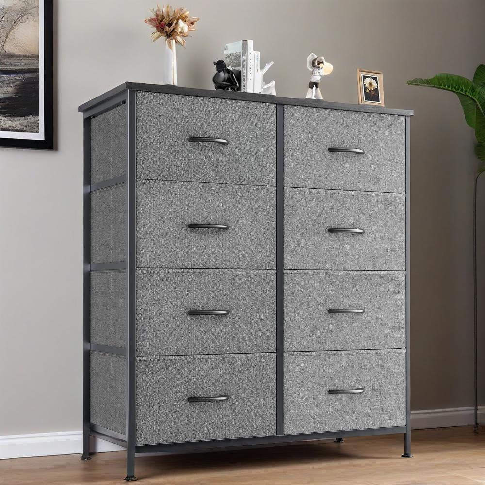 Gianna Dressers with 8 Fabric Drawers, Drawer Cabinet for Kitchen, Office, Hallway, Grey