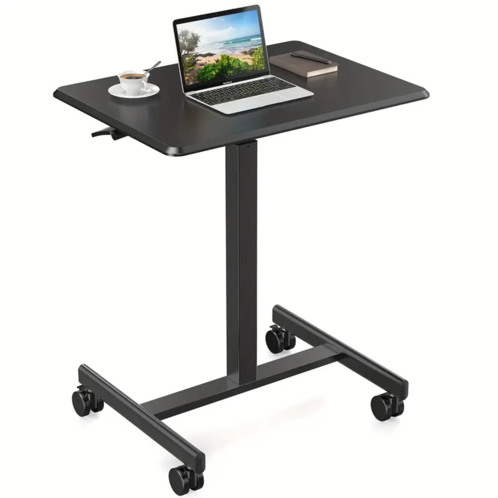 GIANNA Mobile Height Adjustable Laptop Stand Computer Workstation for Sitting Classroom Home Office Medical Table w/Wheels, Flat Desk