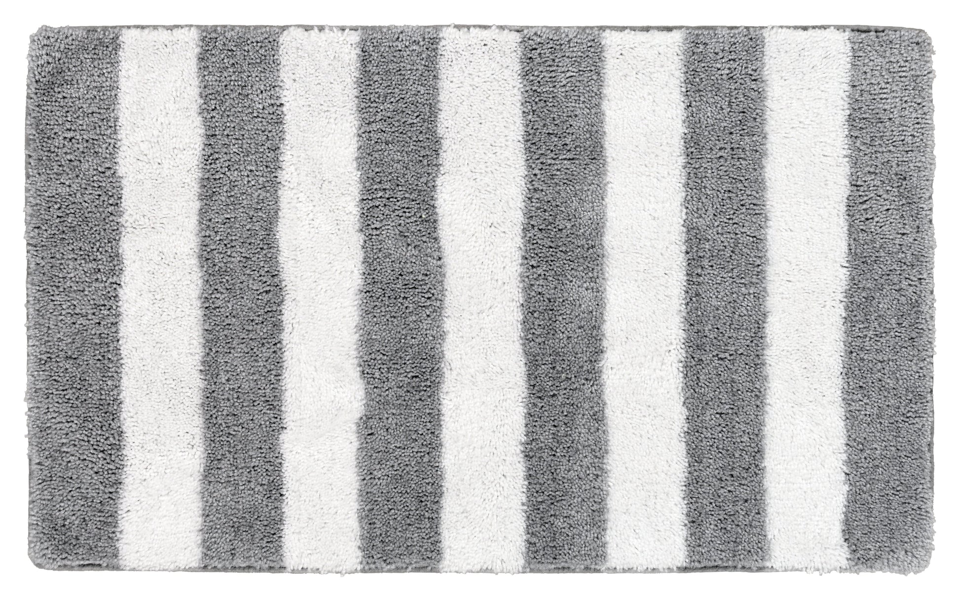 Garland Rug Beach Stripe Washable Platinum Gray/White Bathroom Rug, 21" x 34"