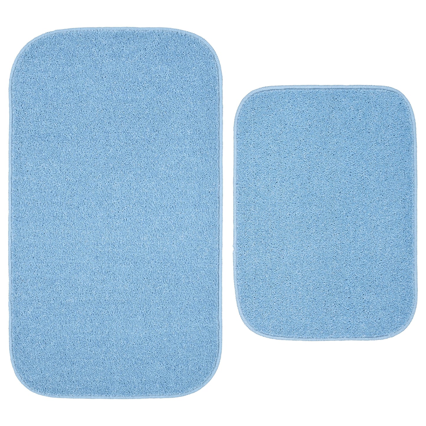 Garland Rug Gramercy Washable Bath Rug Set, 2 Piece (20"x34" & 17"x24") Basin Blue