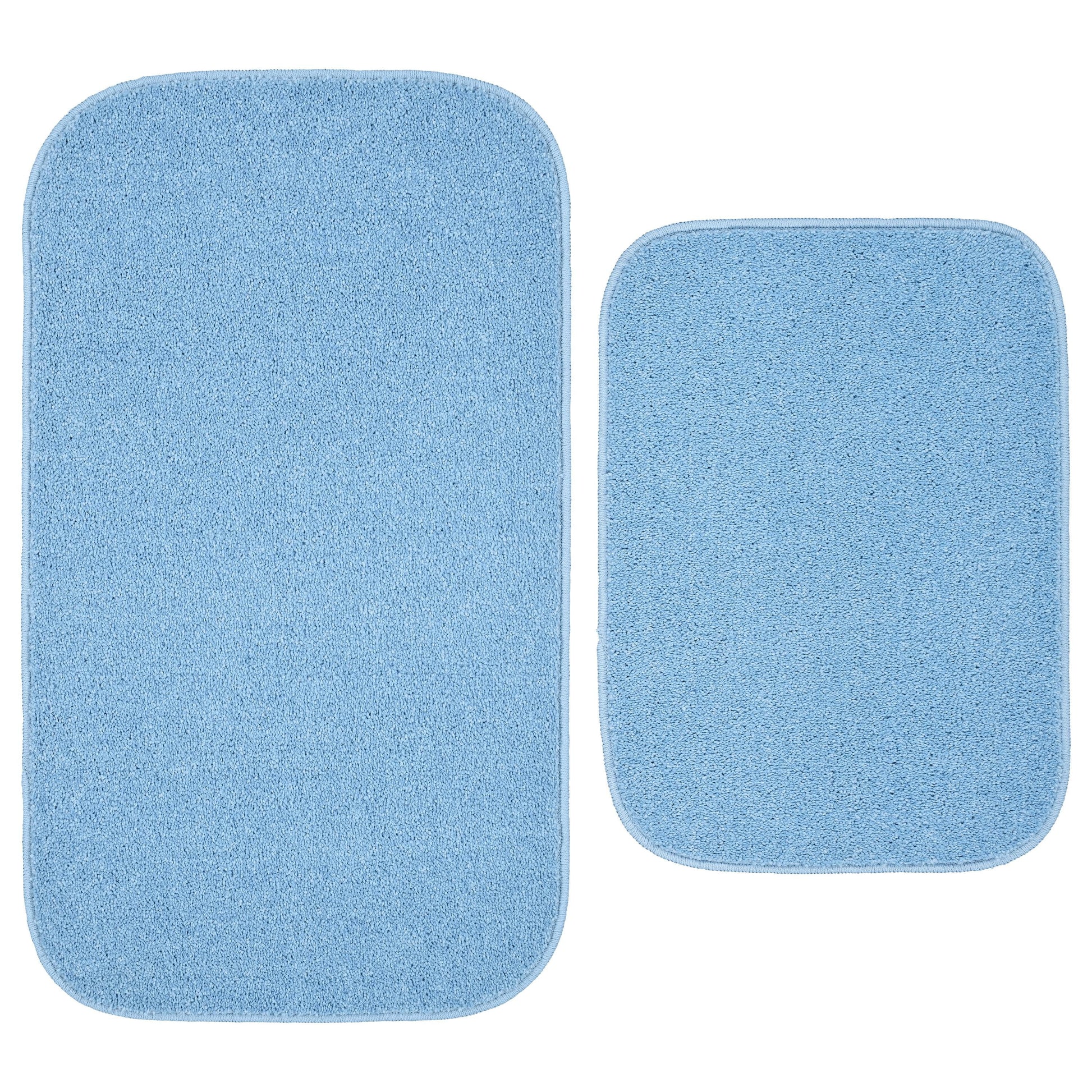Garland Rug Gramercy Washable Bath Rug Set, 2 Piece (20"x34" & 17"x24") Basin Blue
