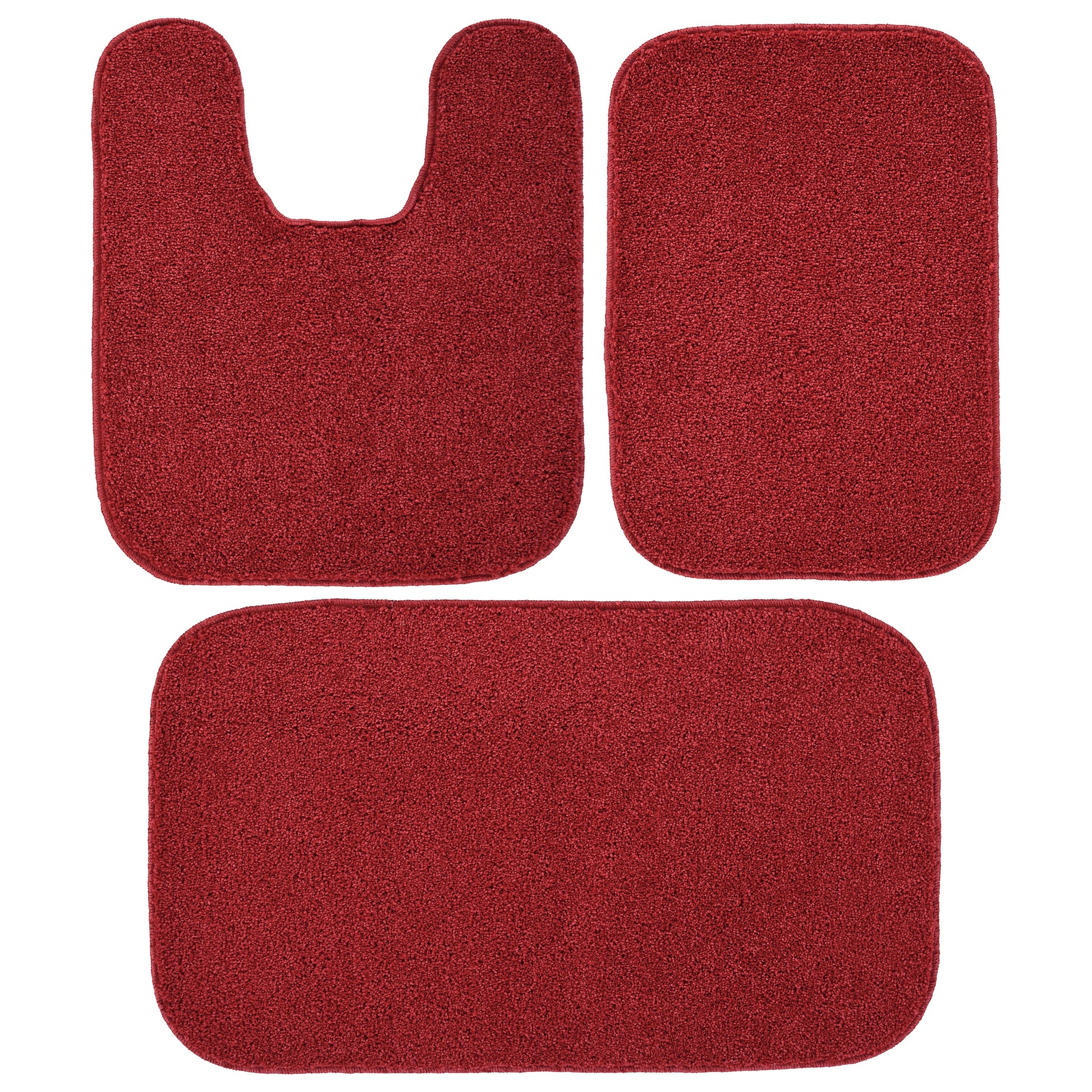Garland Rug Gramercy Washable Bath Rug Set, 3-Piece (2 Bath Rugs, & Contour Rug) Classic Red