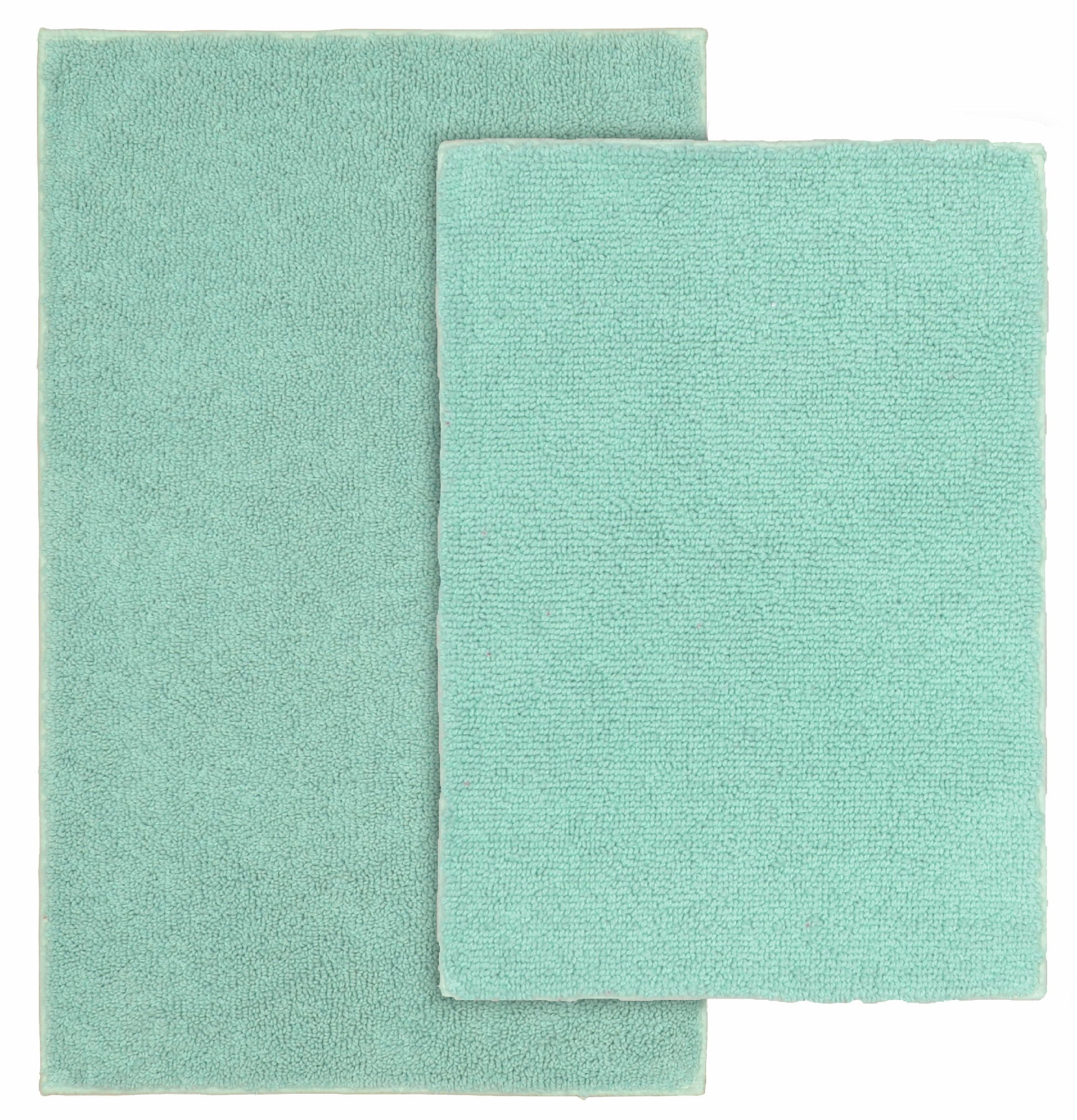 Garland Rug Queen Cotton Washable Bath Rug Set, 2 Piece Set (17"x24" Bath Rug, & 21"x34" Bath Rug) Sea Foam