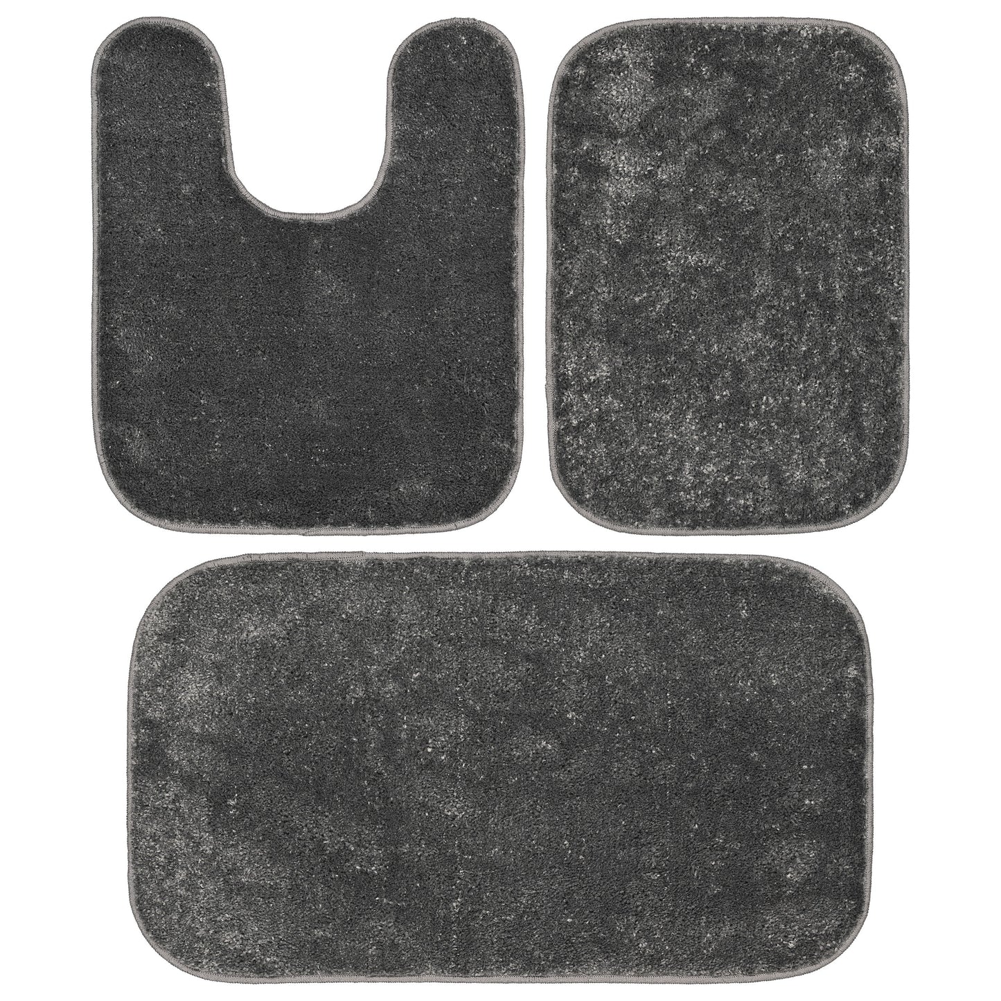 Garland Rug Sedona Washable Bath Rug Set, 3 Piece Set (2 Bath Rugs, & Contour Rug) Cinder Gray