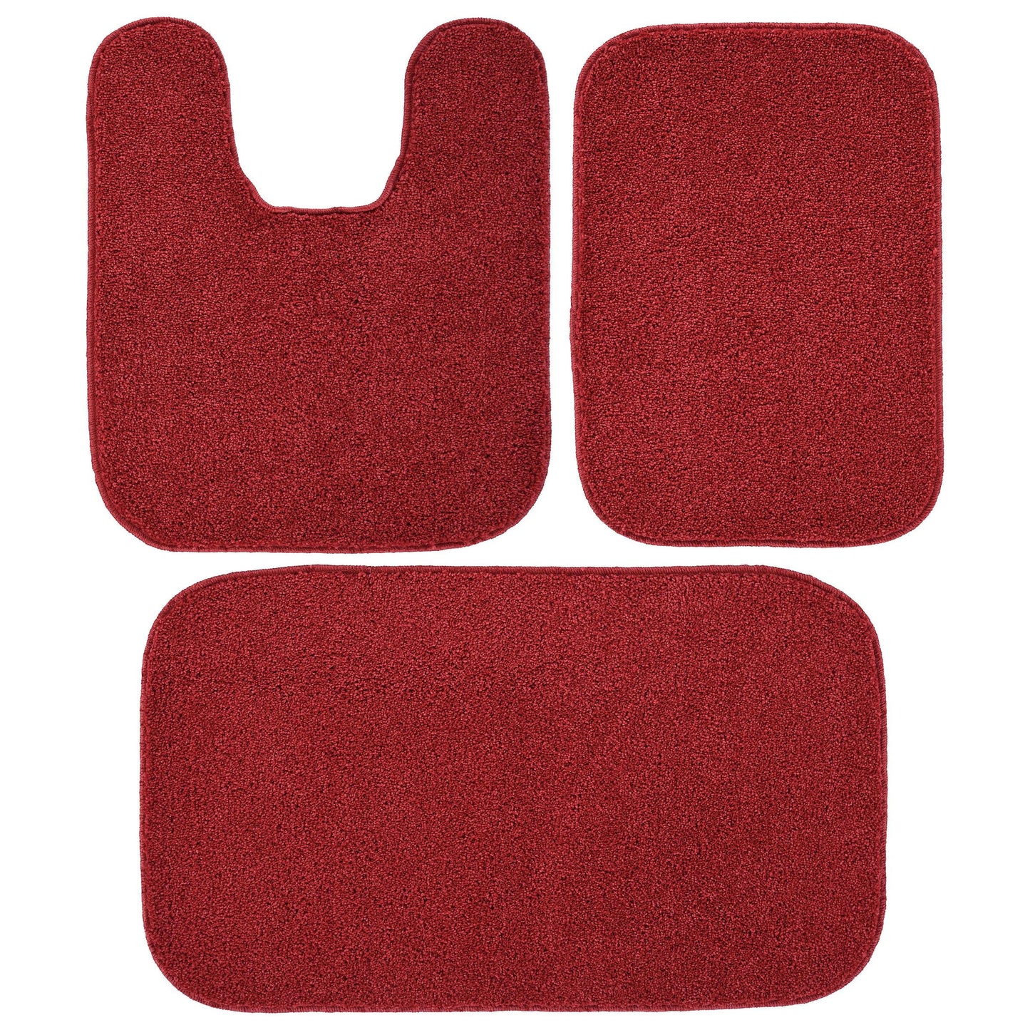 Garland Rug Sedona Washable Bath Rug Set, 3 Piece Set (2 Bath Rugs, & Contour Rug) Classic Red