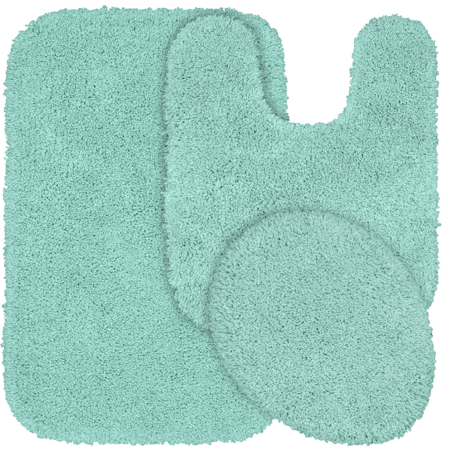 Garland Rug Serendipity Washable Nylon Bath Rug Set, 3 Piece Set (21"x34" Bath Rug, Contour Rug, & Toilet Lid) Sea Foam