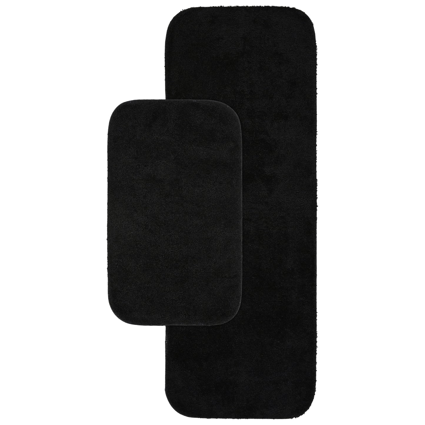 Garland Rug Traditional Washable Bath Rug Set, 2-Piece Set (21"x34" Bath Rug, & 22"x60" Runner) Black