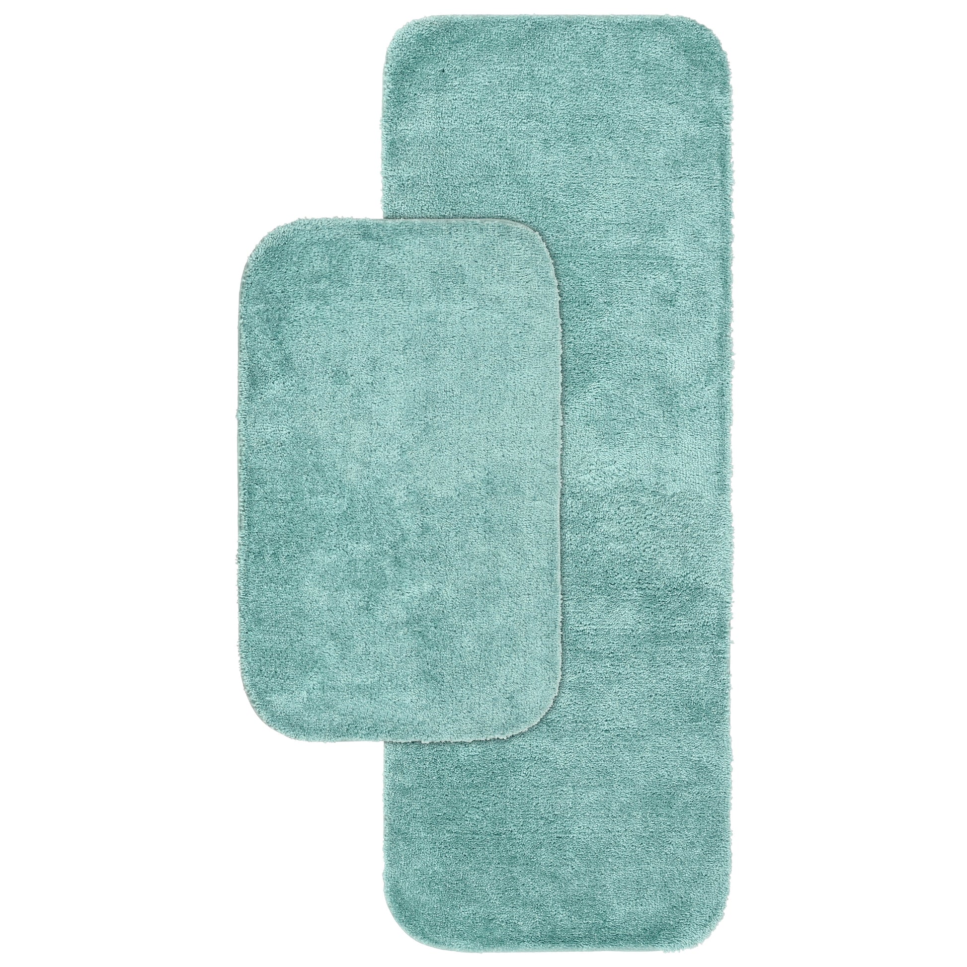 Garland Rug Traditional Washable Bath Rug Set, 2-Piece Set (21"x34" Bath Rug, & 22"x60" Runner) Sea Foam