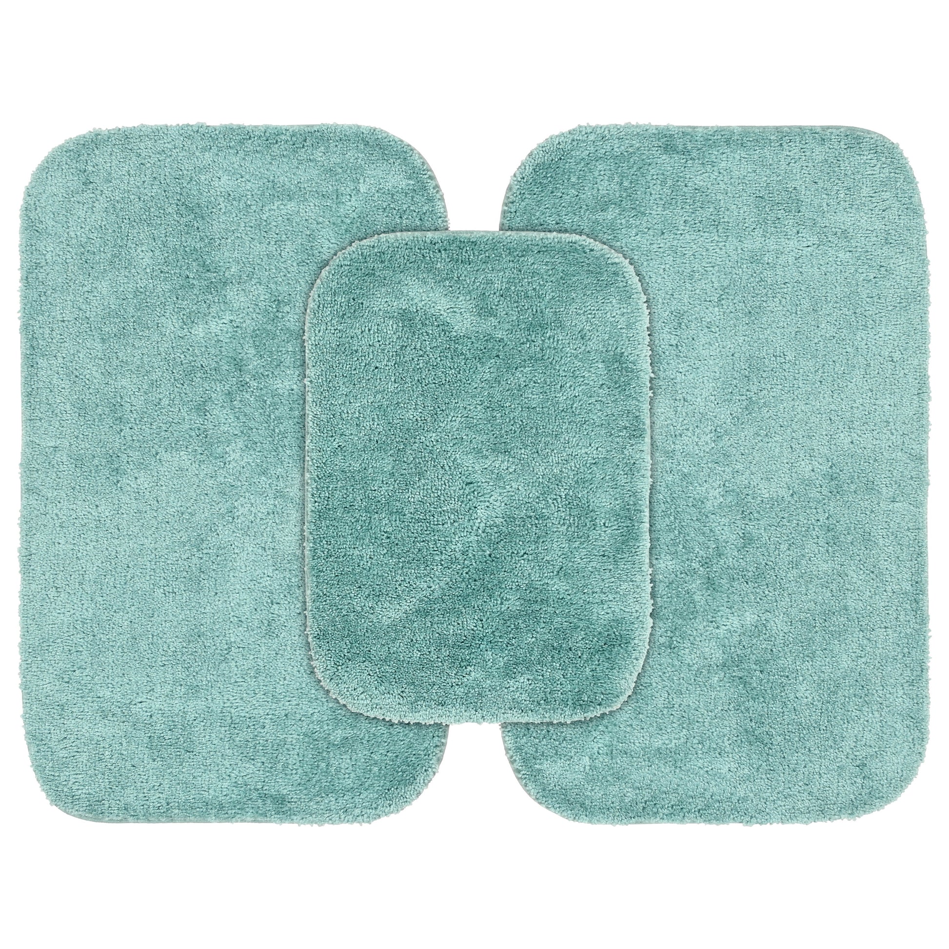 Garland Rug Traditional Washable Bath Rug Set, 3-Piece Set (17"x24" Bath Rug and Two 21"x34" Bath Rugs) Sea Foam