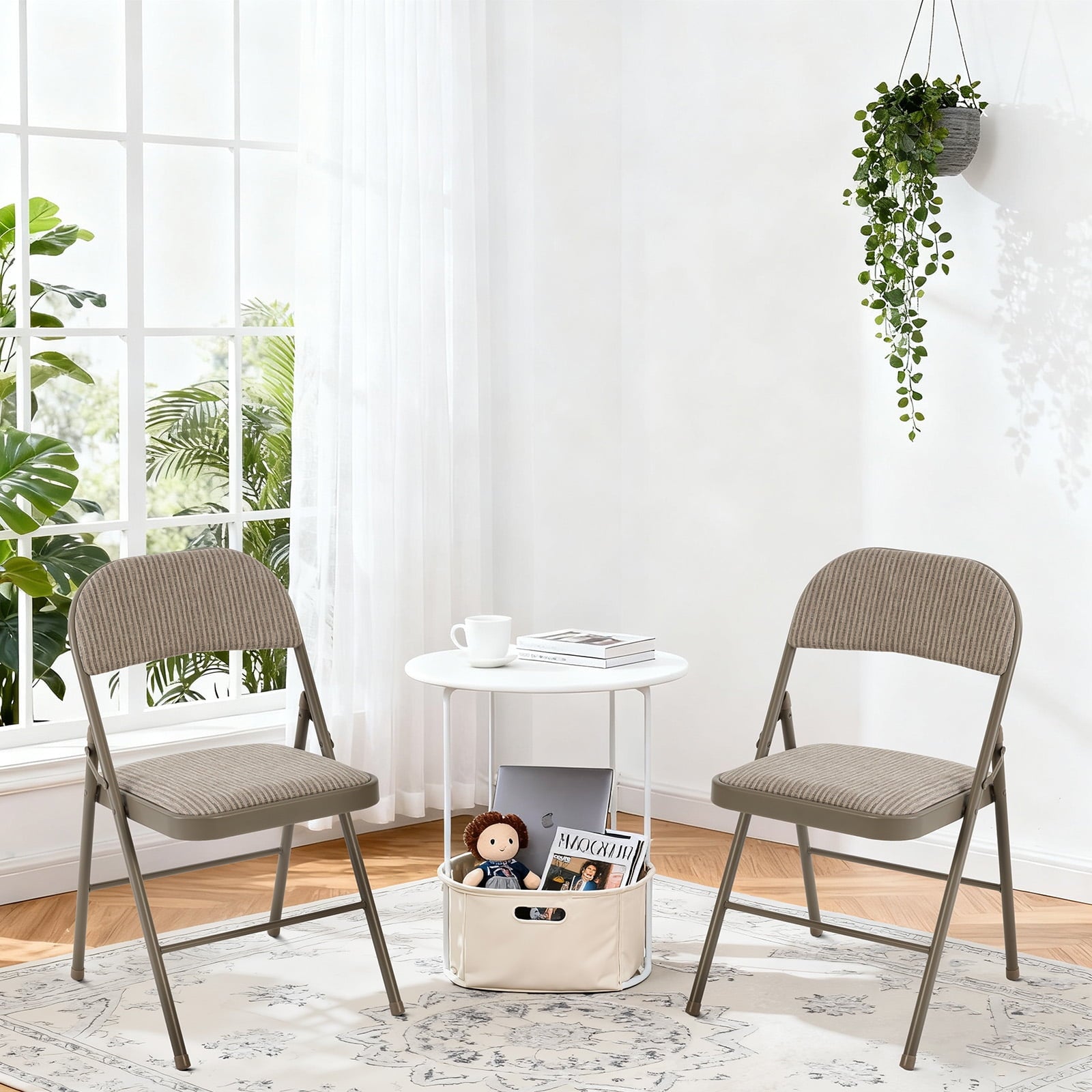 Gianna 2-Pack Folding Chairs, Padded Fabric Dining Chairs with Cushioned Seat and Back for Indoor or Outdoor Use, Home, Office, Events & Parties