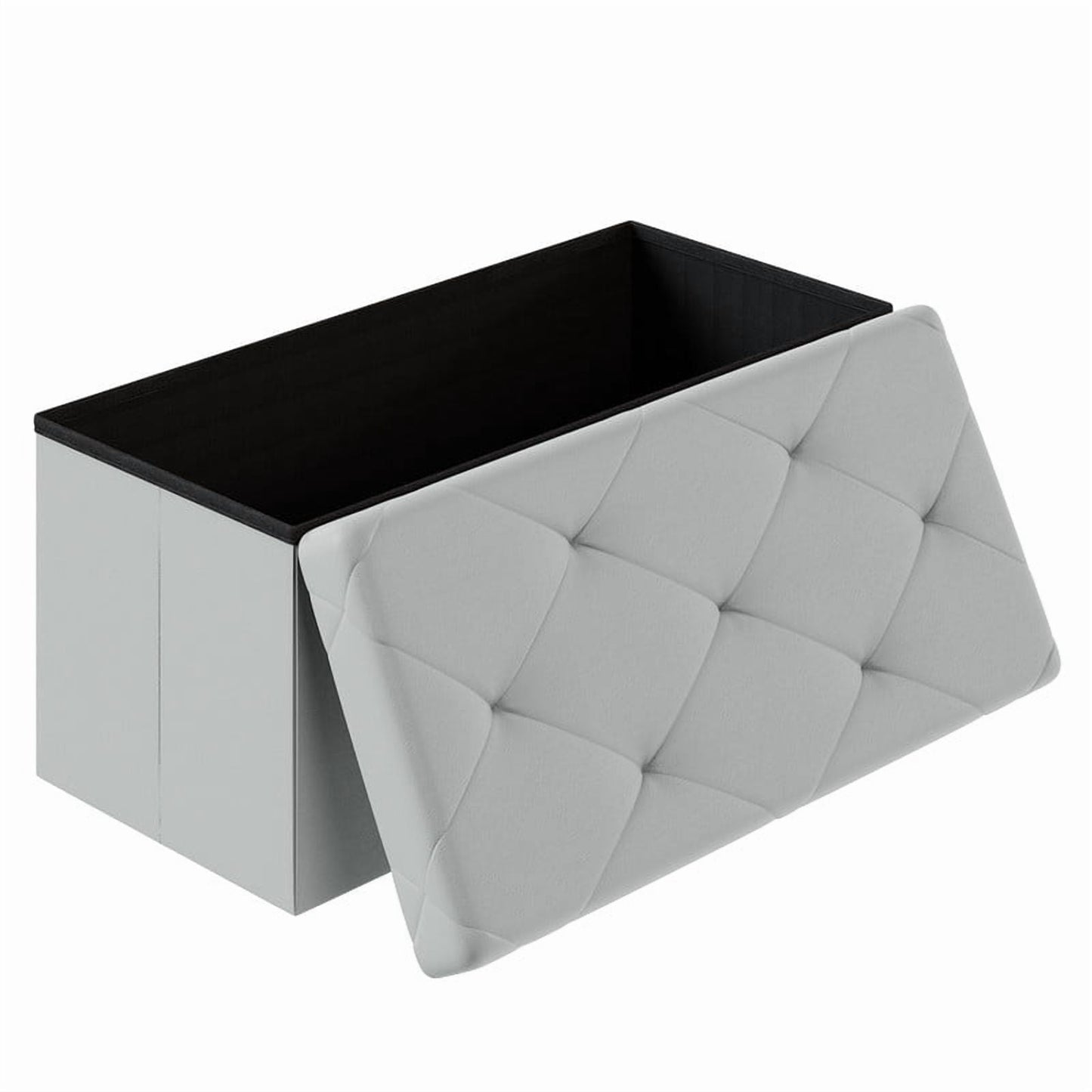 Gianna Otomana Plegable de 30 Pulgadas con Banco de Almacenamiento, Taburete ReposapiÃ©s, Banco de Almacenamiento para el Pie de la Cama Tapizado, Capacidad de Carga 660 lbs, para Sala de Estar, Cuero SintÃ©tico, Gris