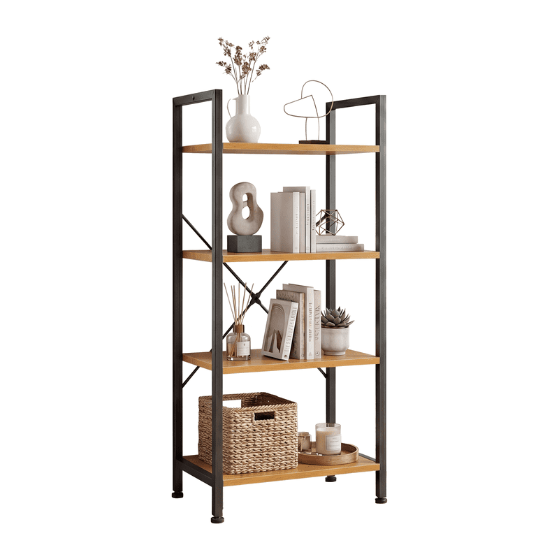 Gianna 3 Tier Bookshelf, Free Standing Shelf, Bookcase Shelf Storage Organizer, Industrial Book Shelves for Home Office, Living Room, Kitchen, Gray