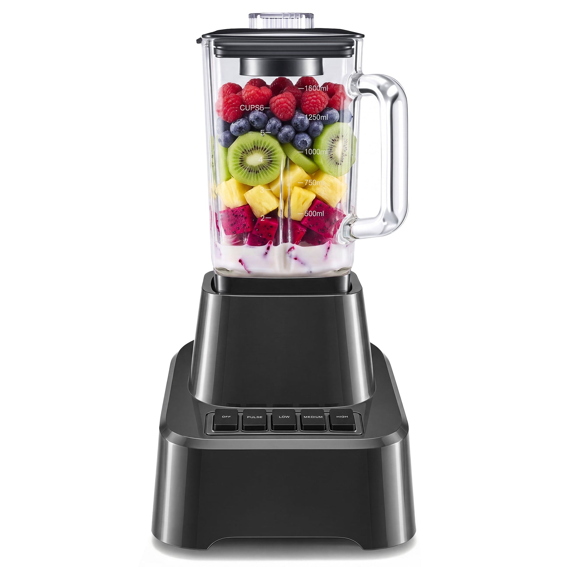 Gianna Blender with 850 Peak Watts, 54oz Full-Size Countertop Blender, 4 Speeds with Pulse for Smoothies & Frozen Drinks, Dishwasher Safe & Non-Slip Base, Black