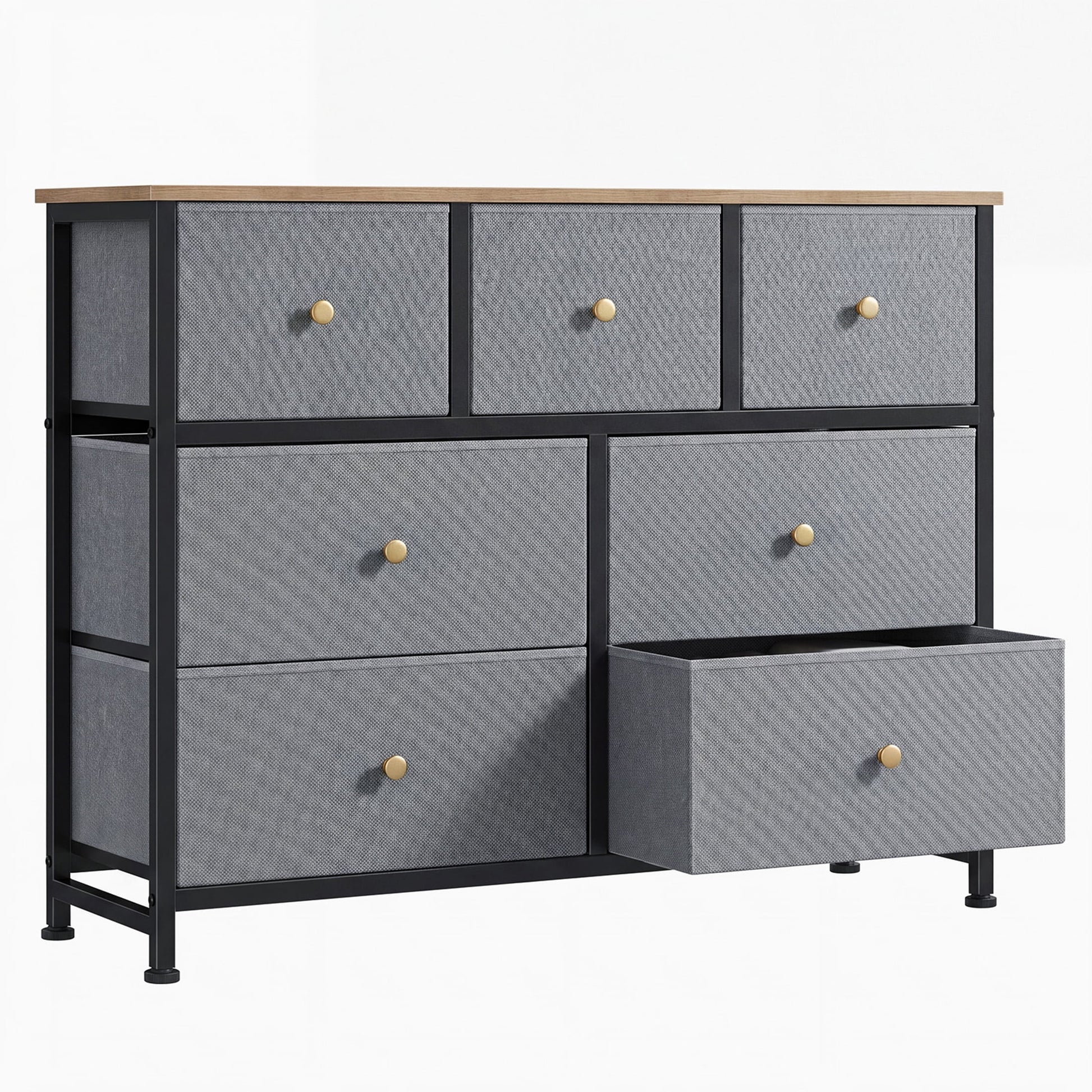 Gianna Chest of Drawers with 7 Fabric Drawers, Drawer Cabinet, Organization Furniture for Kitchen, Office, Hallway, Blue