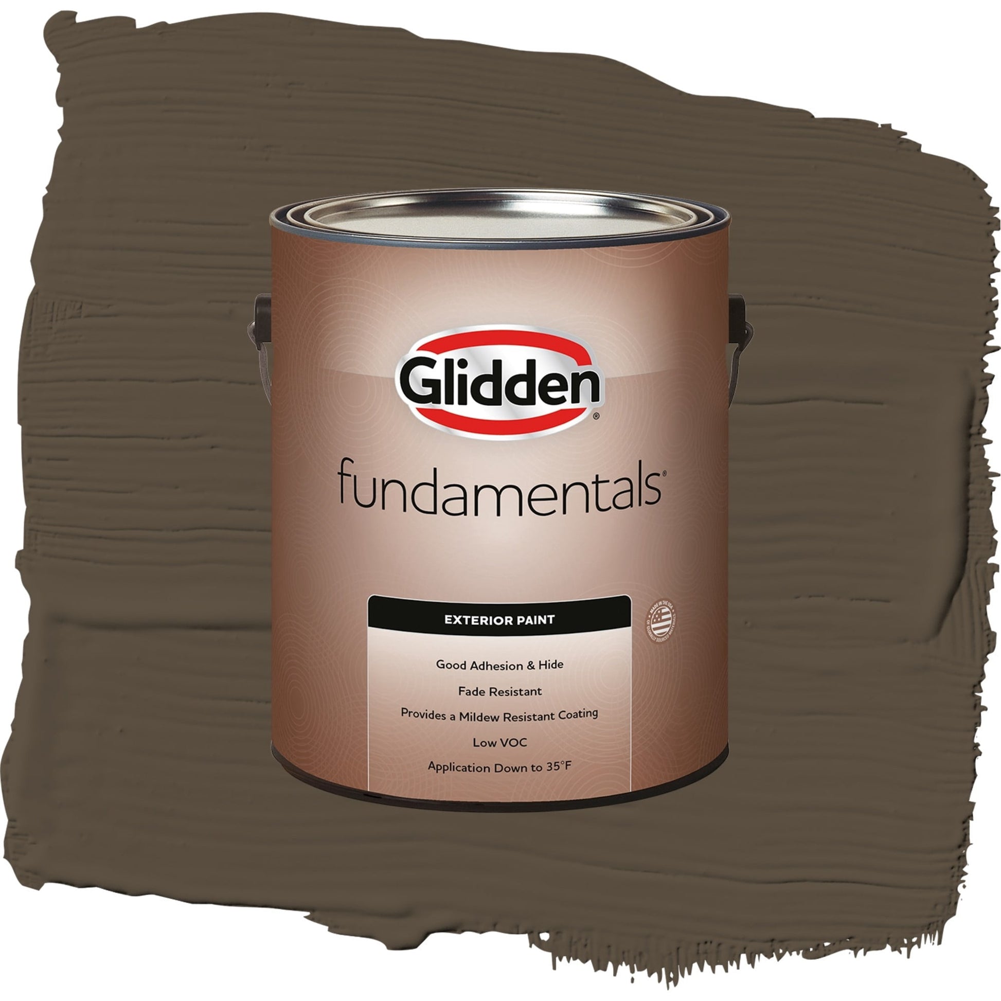 Glidden Fundamentals Afternoon Tea / Brown, Semi-Gloss Exterior Paint, 1 Gallon